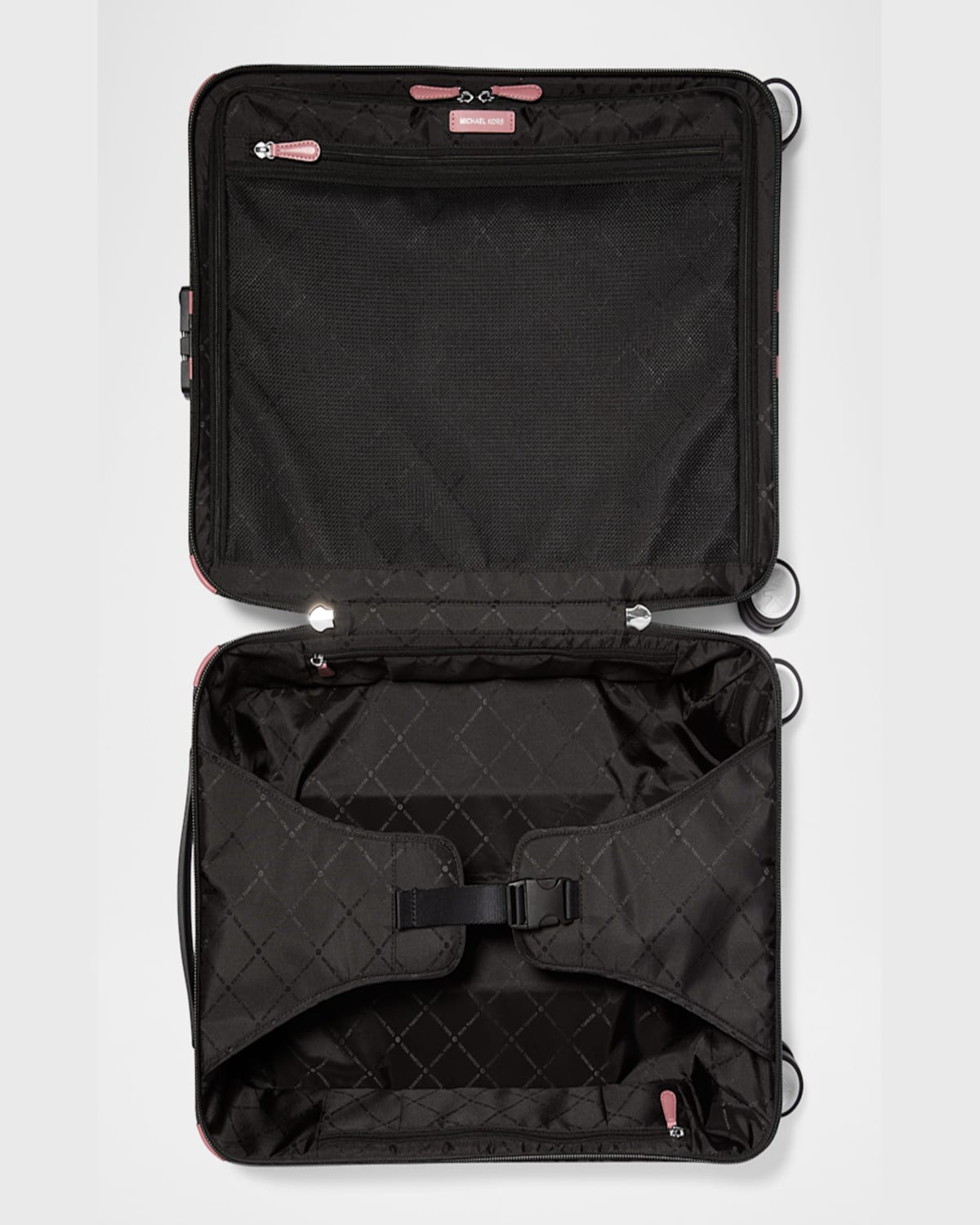 Michael Michael Kors Small Hardcase Striped Monogram Trolley In Rose