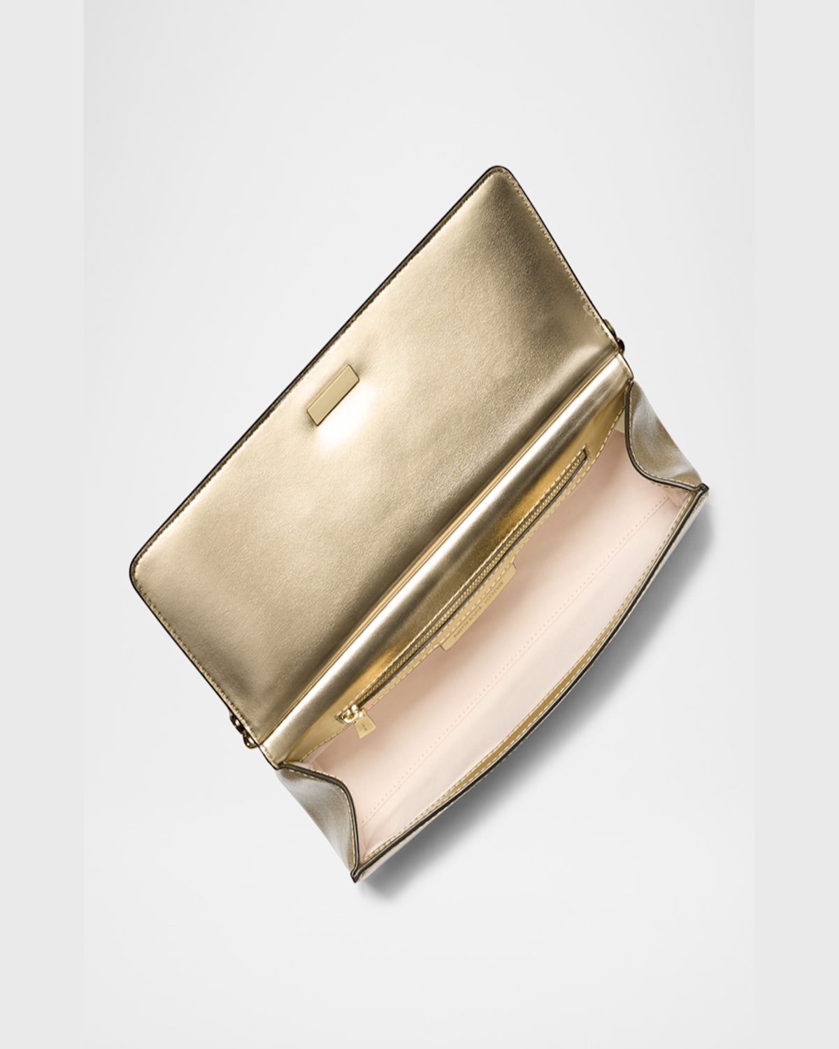 MICHAEL MICHAEL KORS MEDIUM METALLIC LEATHER CLUTCH BAG 