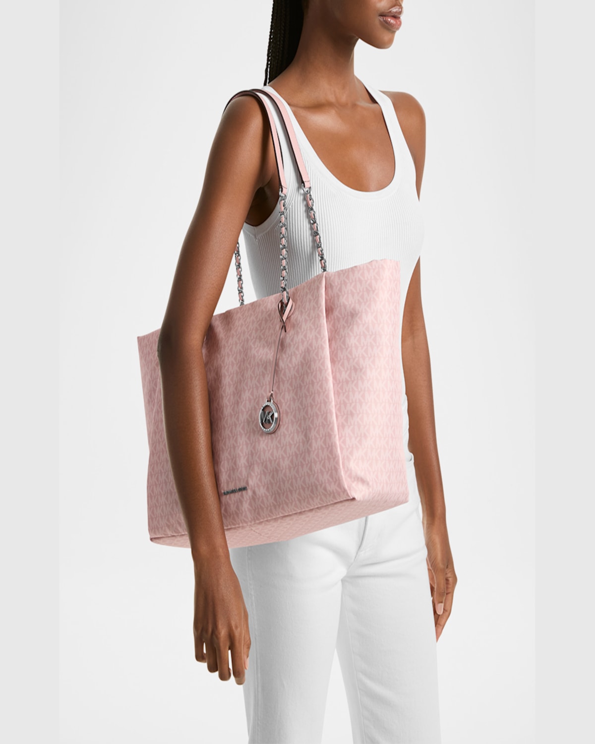 Michael Michael Kors Large Signature Logo Canvas Tote Bag In Smokey Ros