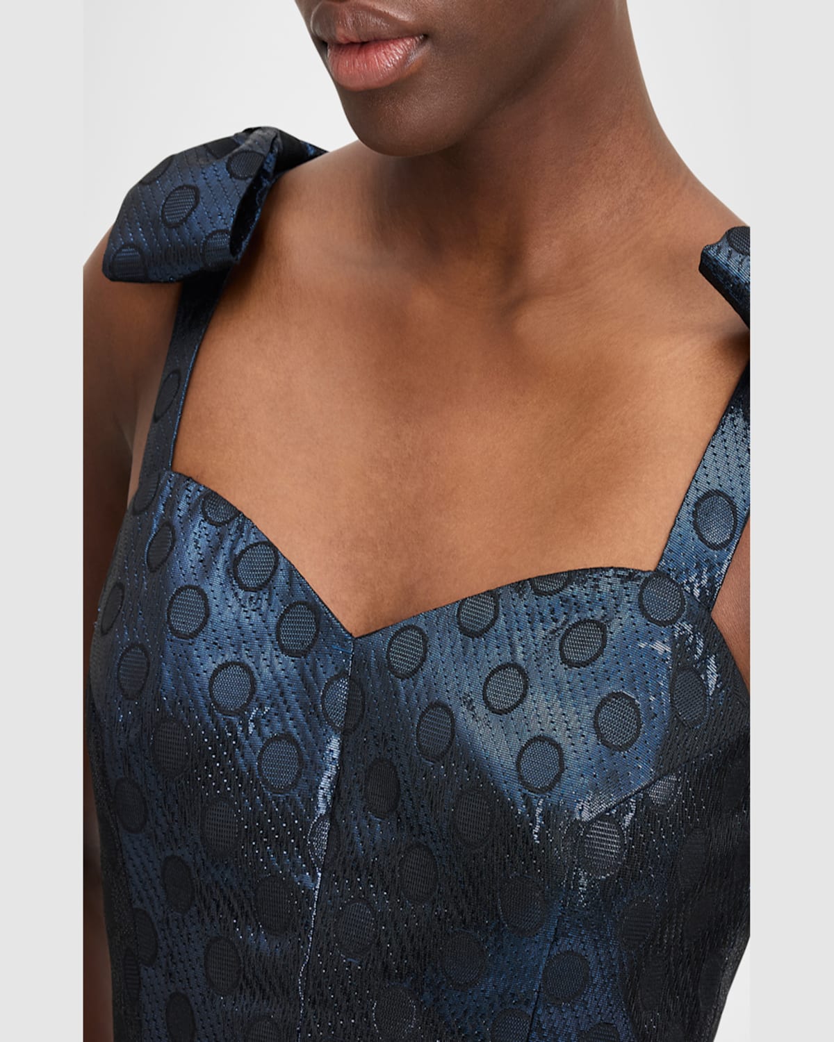 Kate Spade Breezy Dot Metallic Brocade Midi Dress In Planetary Navy