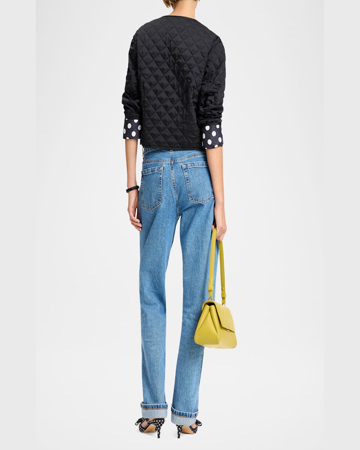 Kate Spade Quilted Pearly-button Jacket In Black
