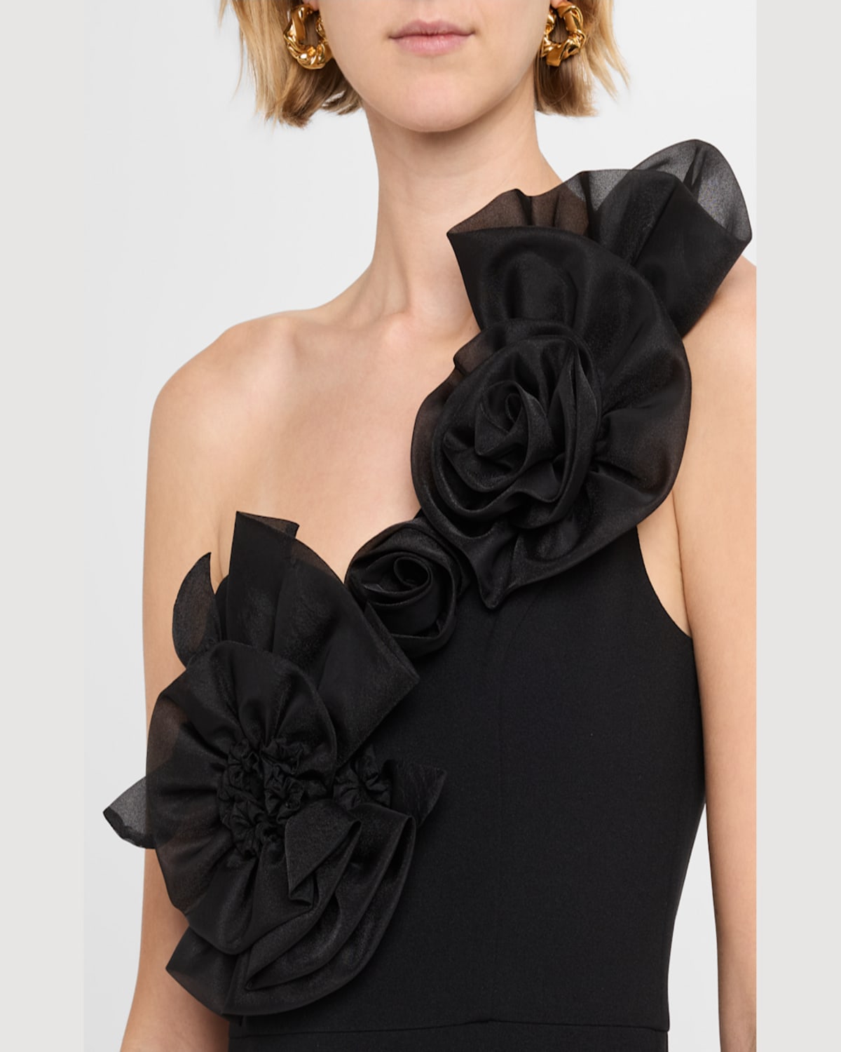 Aidan Mattox By Adrianna Papell Floral Embellished One-shoulder Cocktail Dress In Black