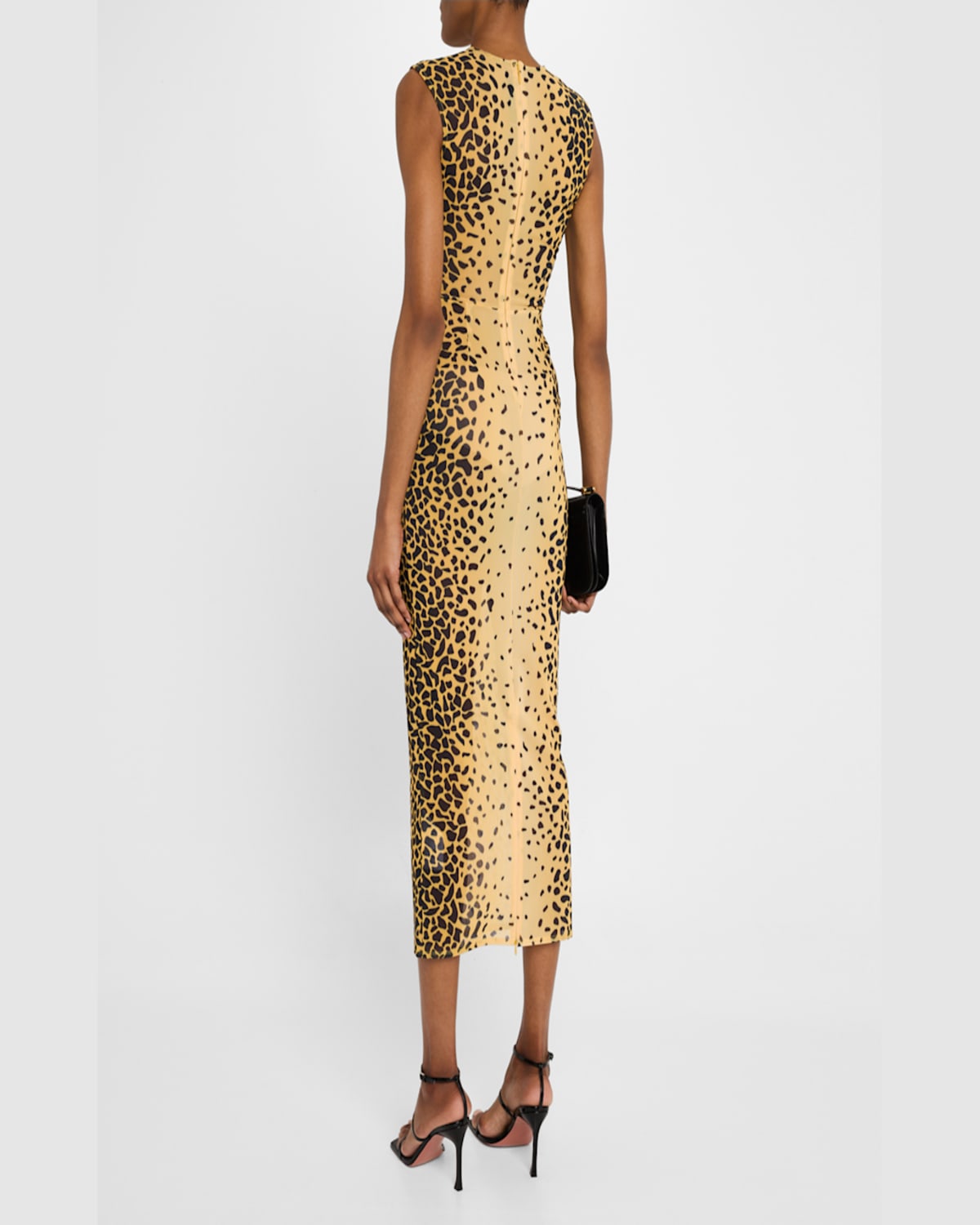 Alex Perry Power Mesh Sleeveless Midi Dress In Cheetah