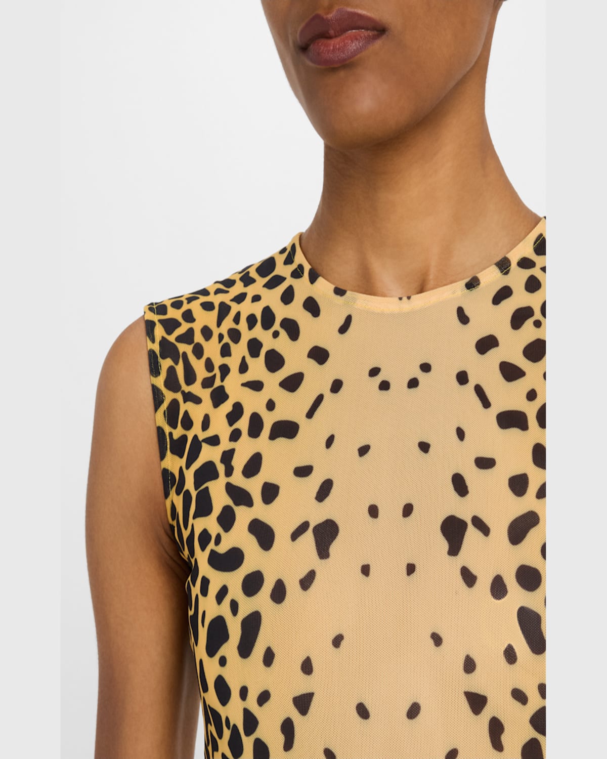 Alex Perry Power Mesh Sleeveless Midi Dress In Cheetah