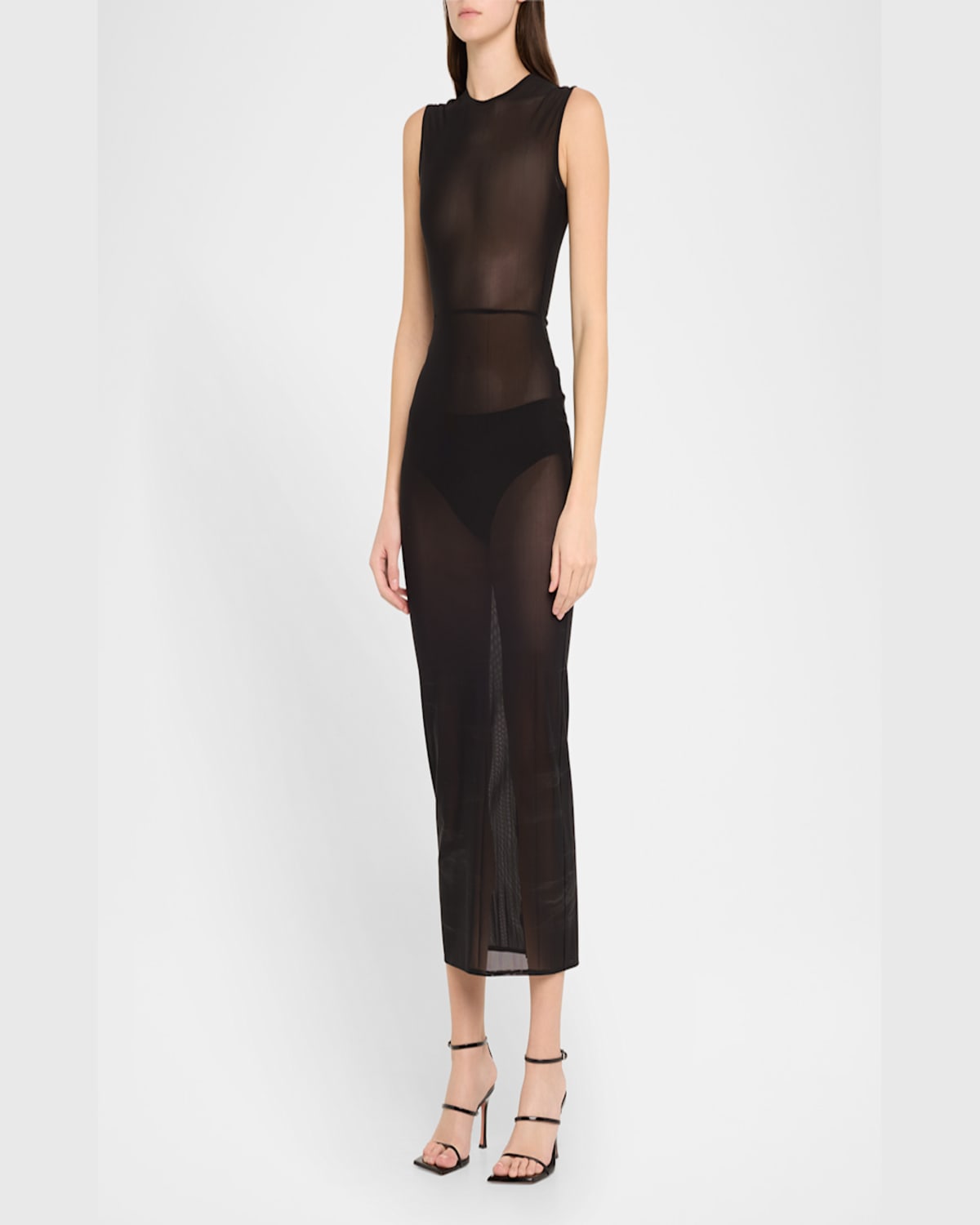 Alex Perry Power Mesh Sleeveless Midi Dress In Cheetah