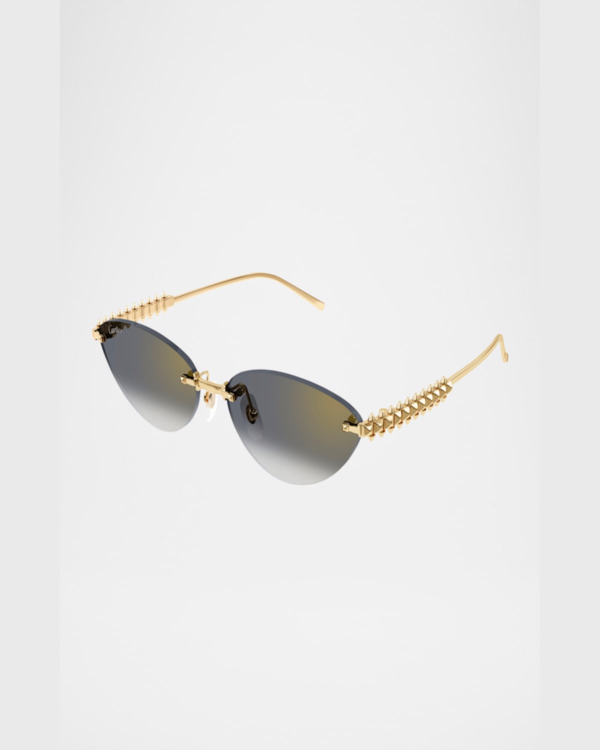 Cartier 58mm Gradient Rimless Oval Sunglasses In Gold/grey