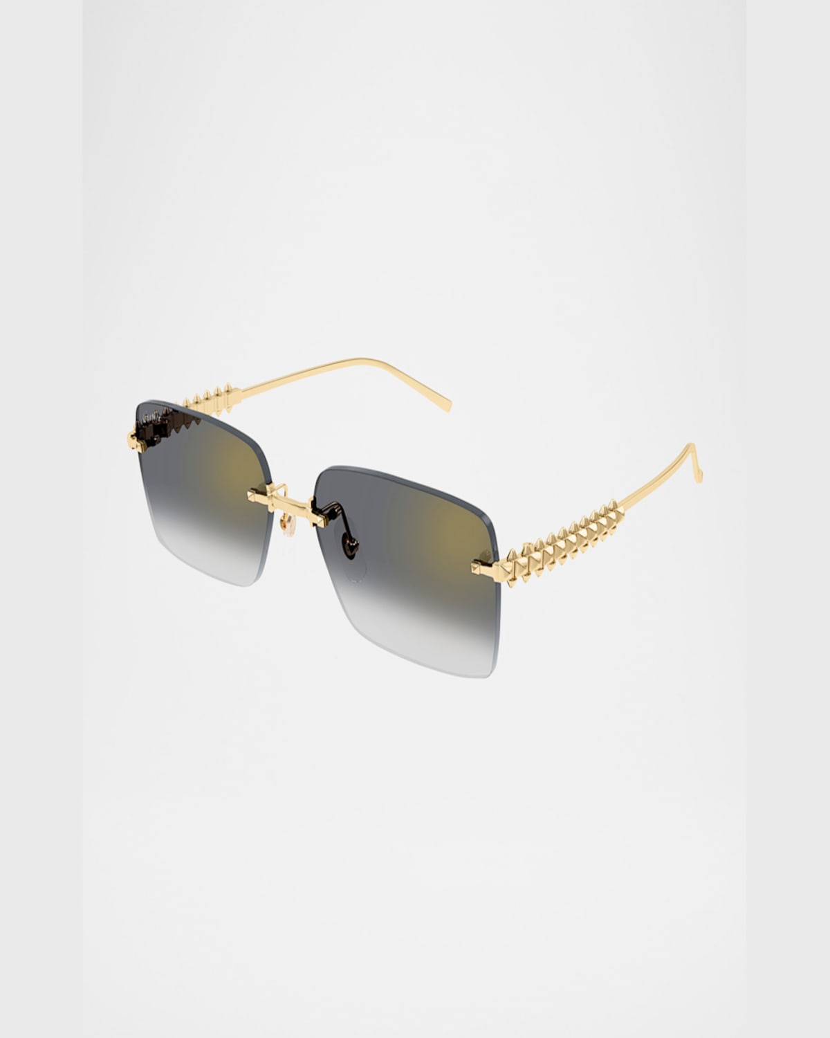 Cartier 58mm Rimless Rectangular Sunglasses In Gold
