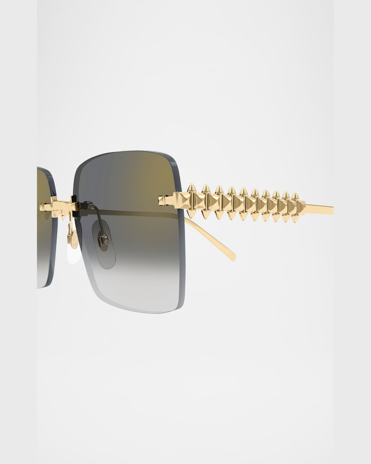 Cartier 58mm Rimless Rectangular Sunglasses In Gold