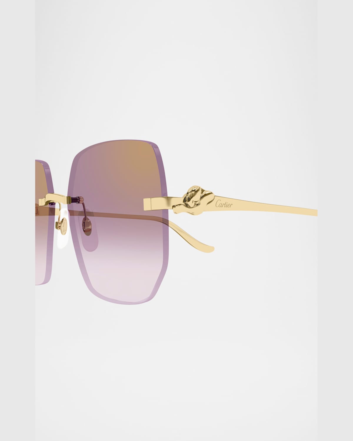 Cartier 55mm Gradient Rimless Rectangular Sunglasses In Gold