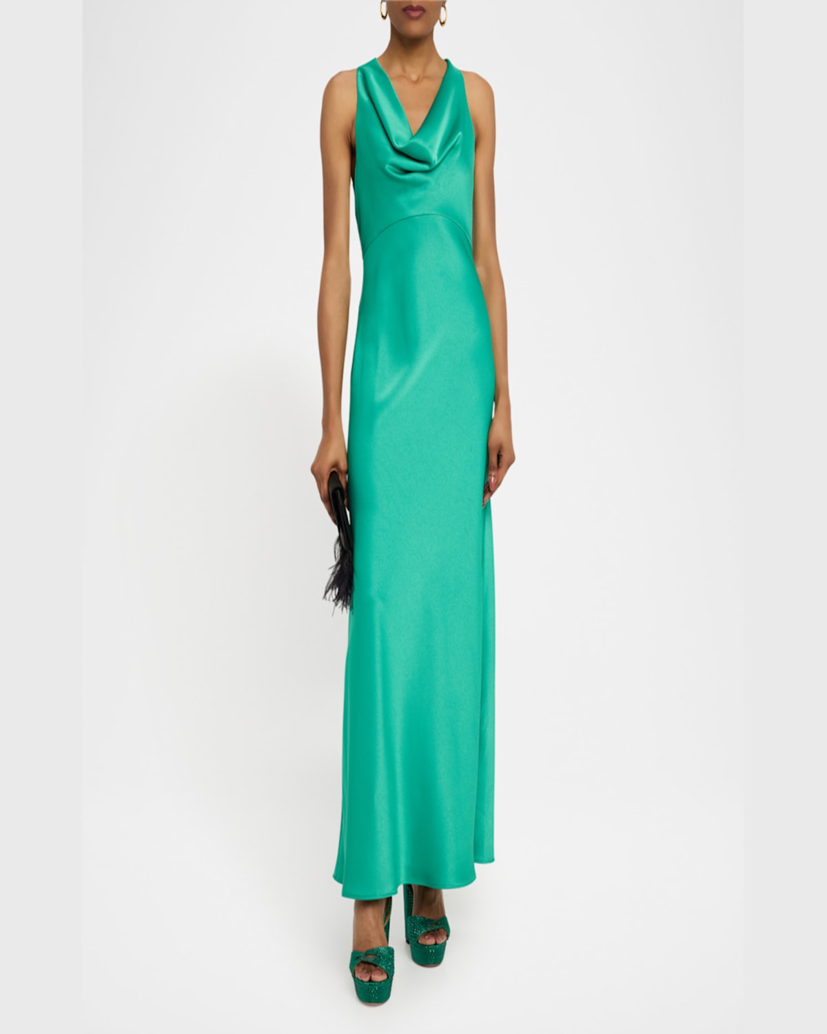 Shop Ungaro Katniss Cowl-neck Halter Gown In Jade