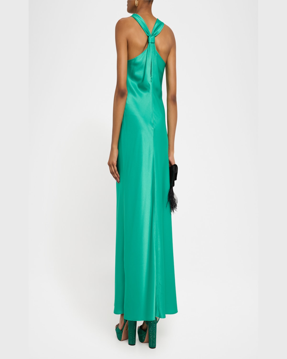 Shop Ungaro Katniss Cowl-neck Halter Gown In Jade