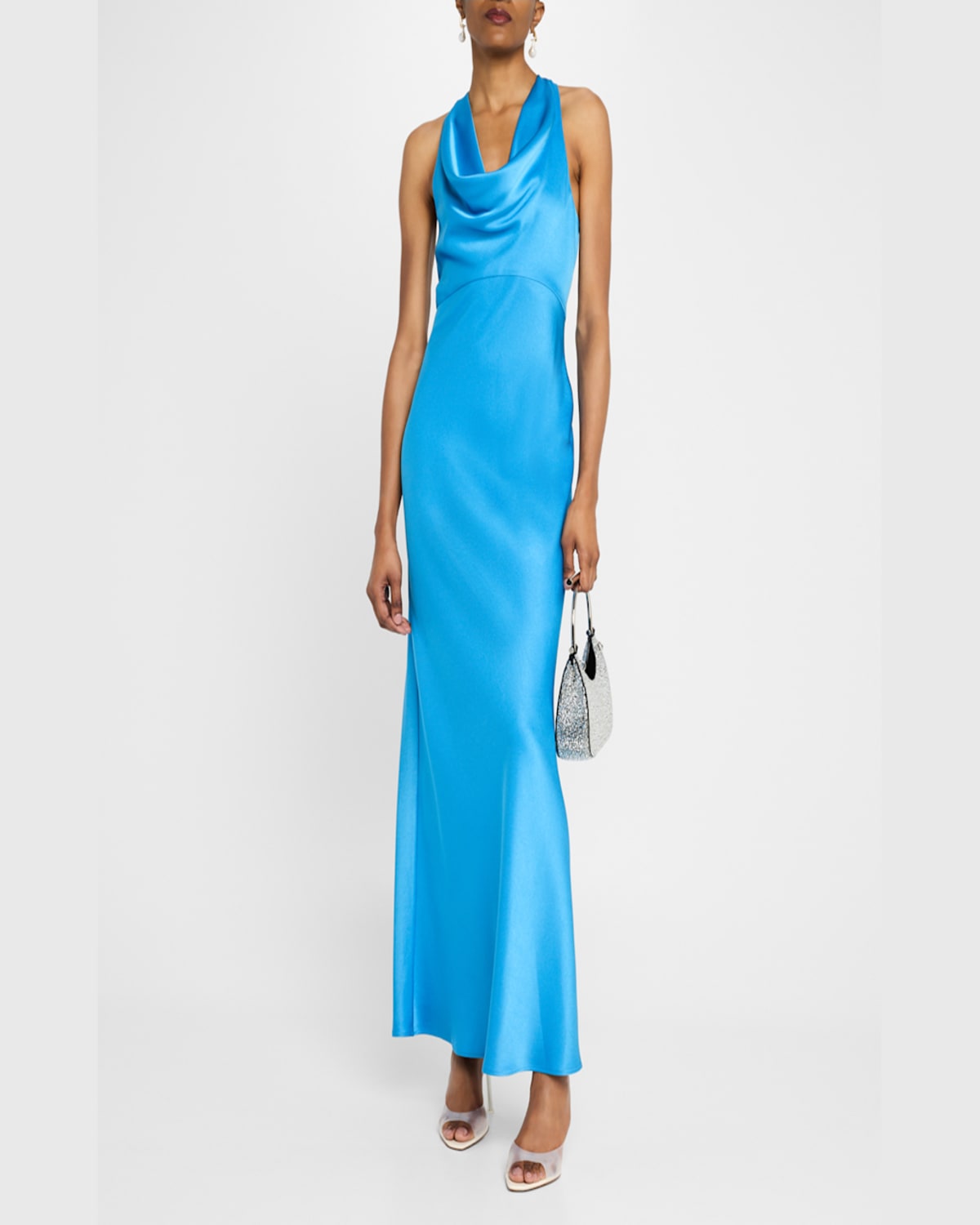 Shop Ungaro Katniss Cowl-neck Halter Gown In Jade