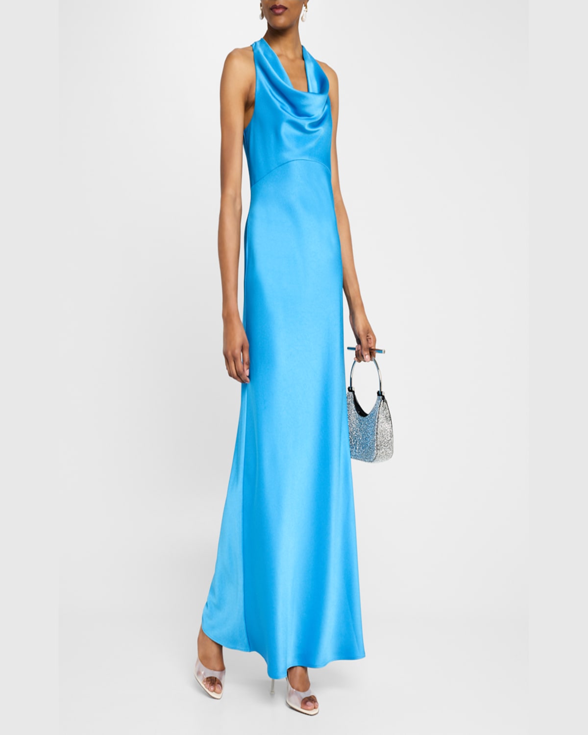 Shop Ungaro Katniss Cowl-neck Halter Gown In Jade