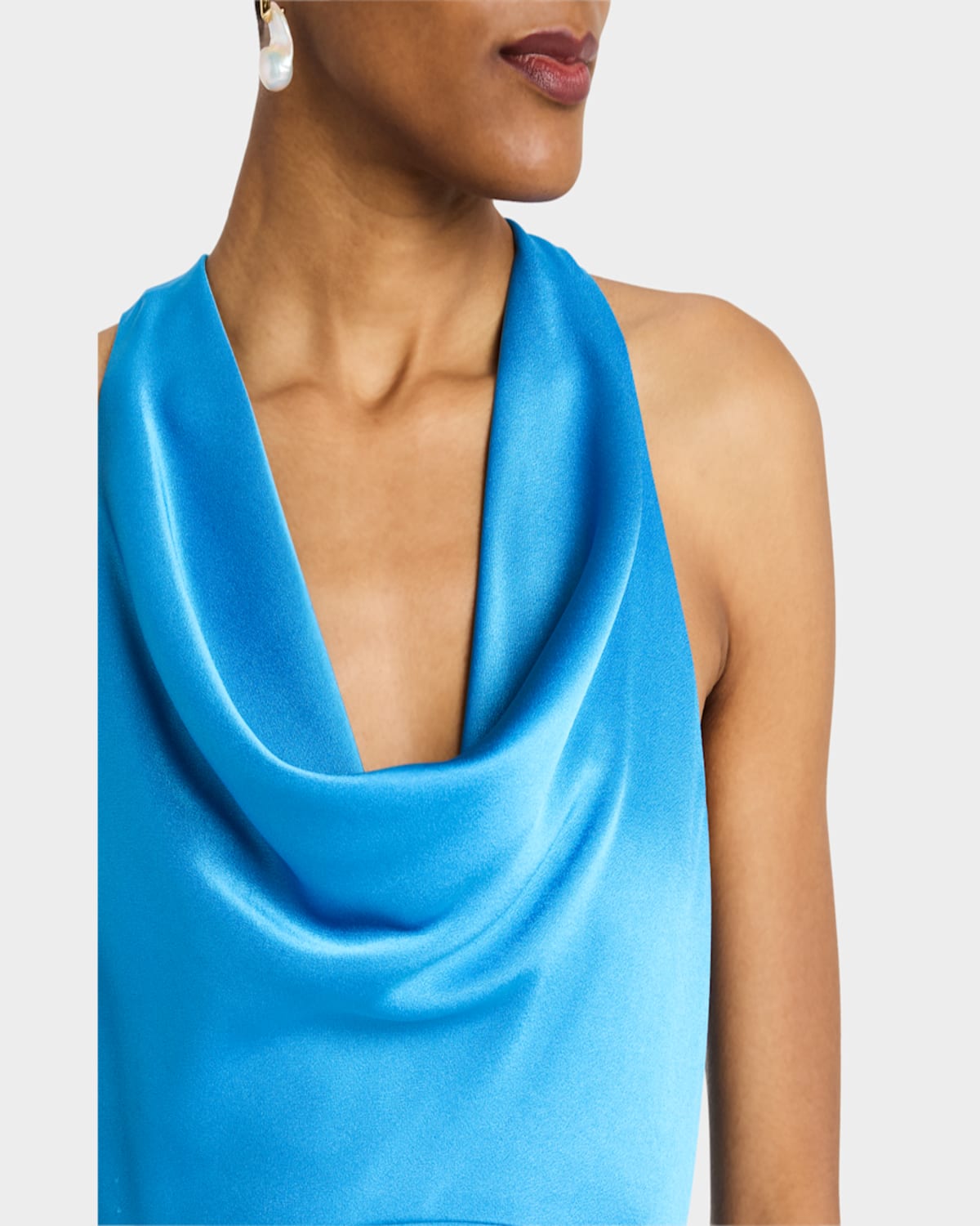Shop Ungaro Katniss Cowl-neck Halter Gown In Jade