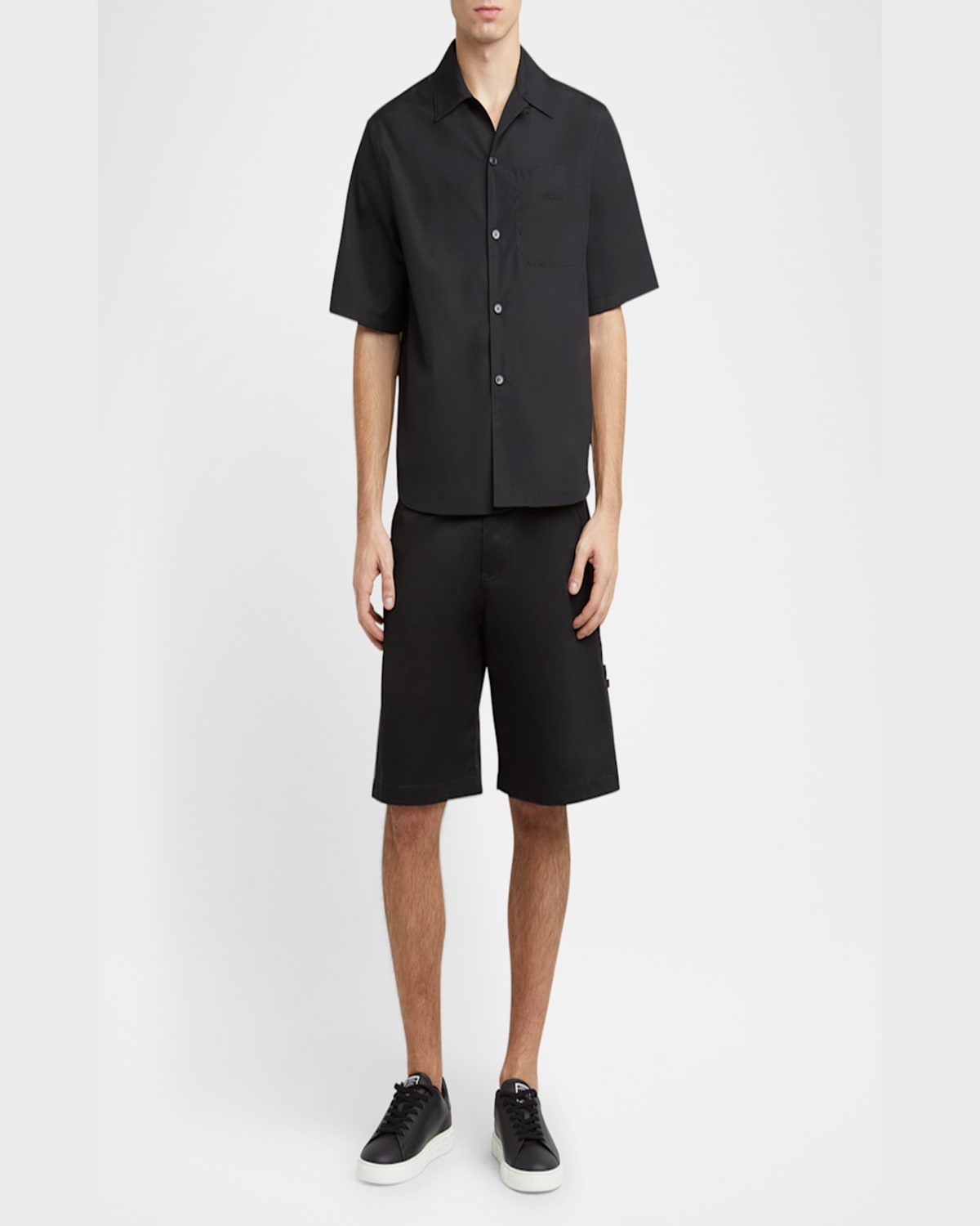 Versace Men's Medusa Cameo Poplin Sport Shirt In Blackgold