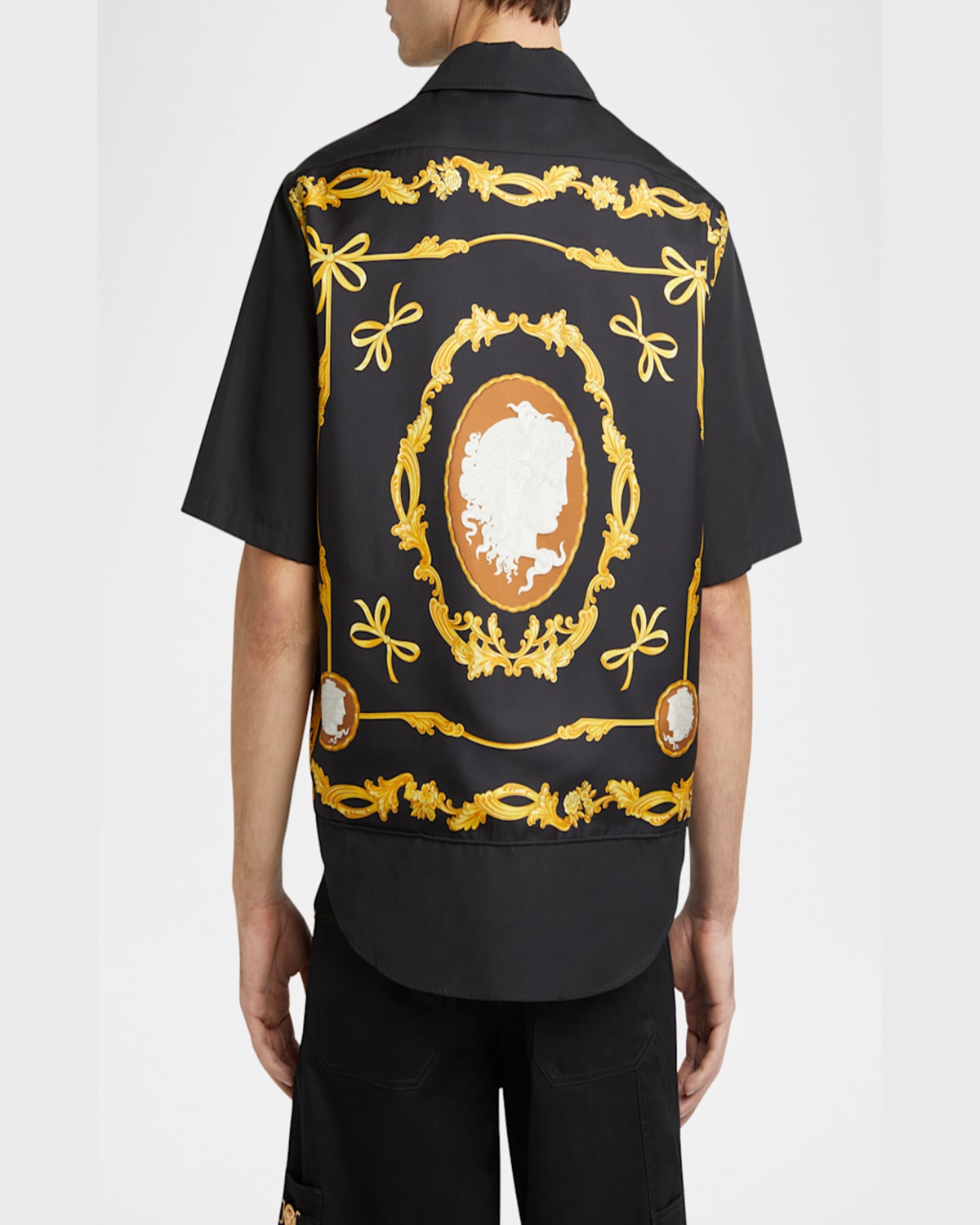 Versace Men's Medusa Cameo Poplin Sport Shirt In Blackgold