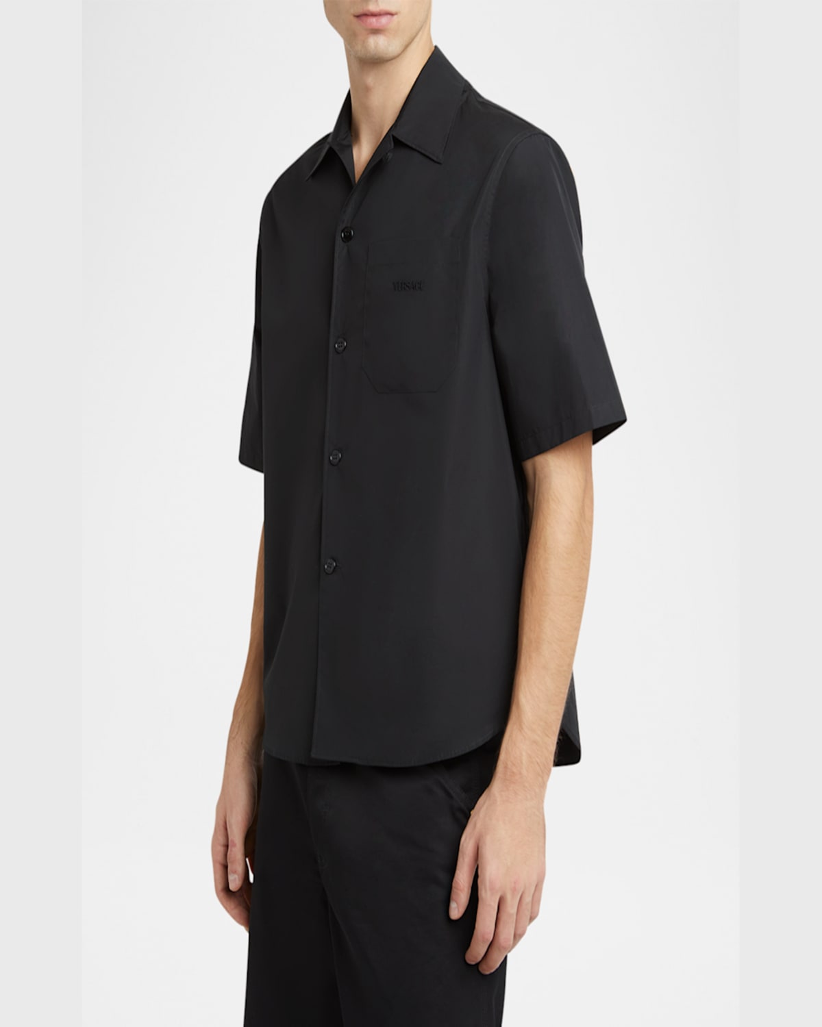 Versace Men's Medusa Cameo Poplin Sport Shirt In Blackgold