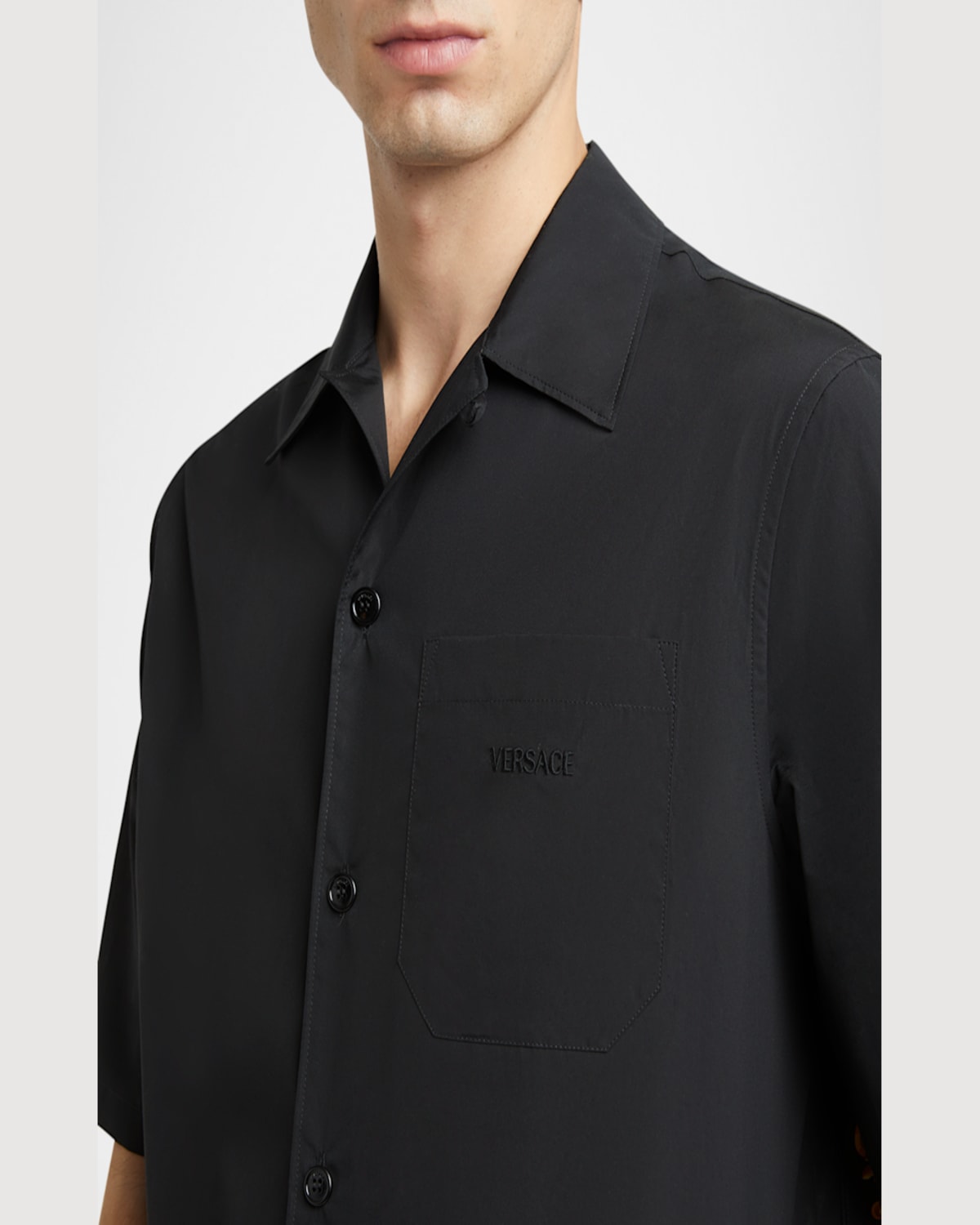 Versace Men's Medusa Cameo Poplin Sport Shirt In Blackgold
