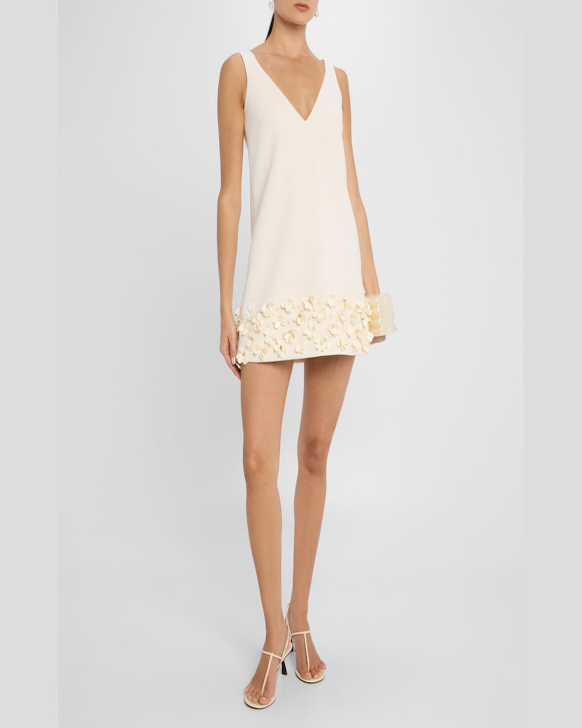 Self-portrait Crystal And Faux-pearl Embellished Crepe Mini Dress In Beige