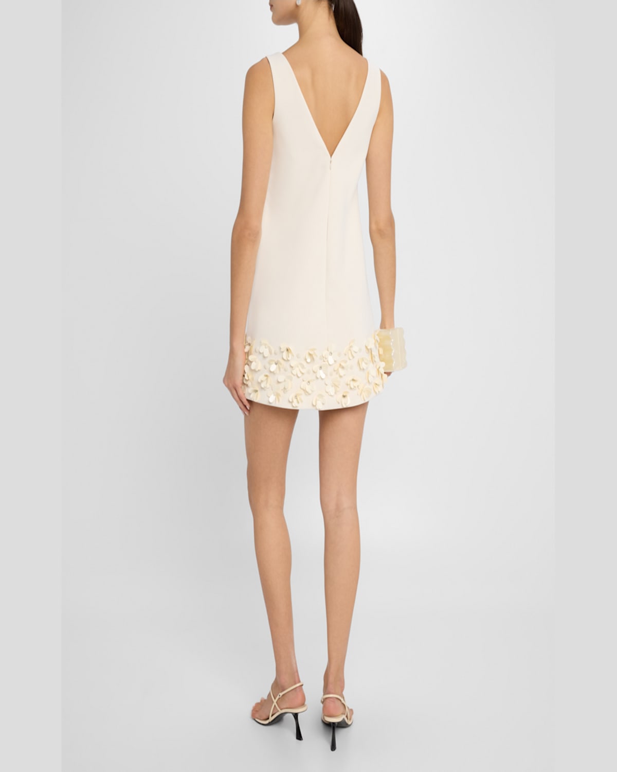 Self-portrait Crystal And Faux-pearl Embellished Crepe Mini Dress In Beige