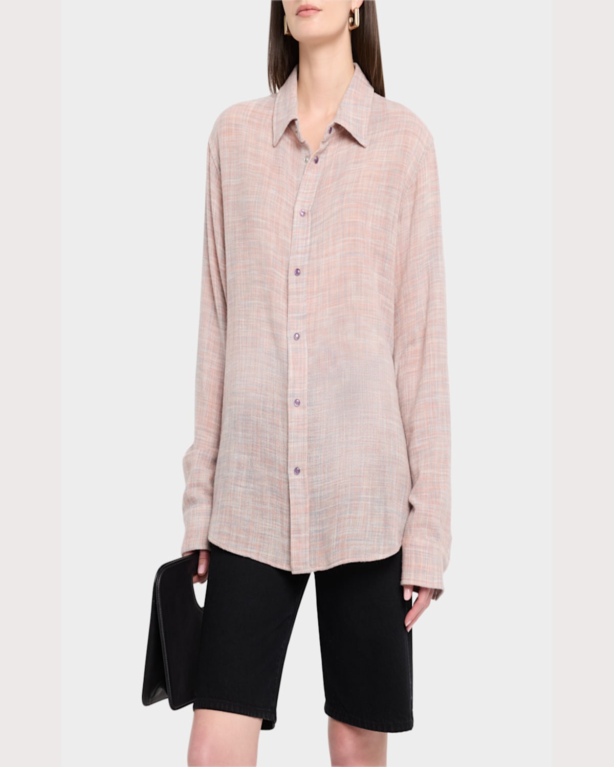 God's True Cashmere Space Dye Gauze Cashmere Shirt In Pink