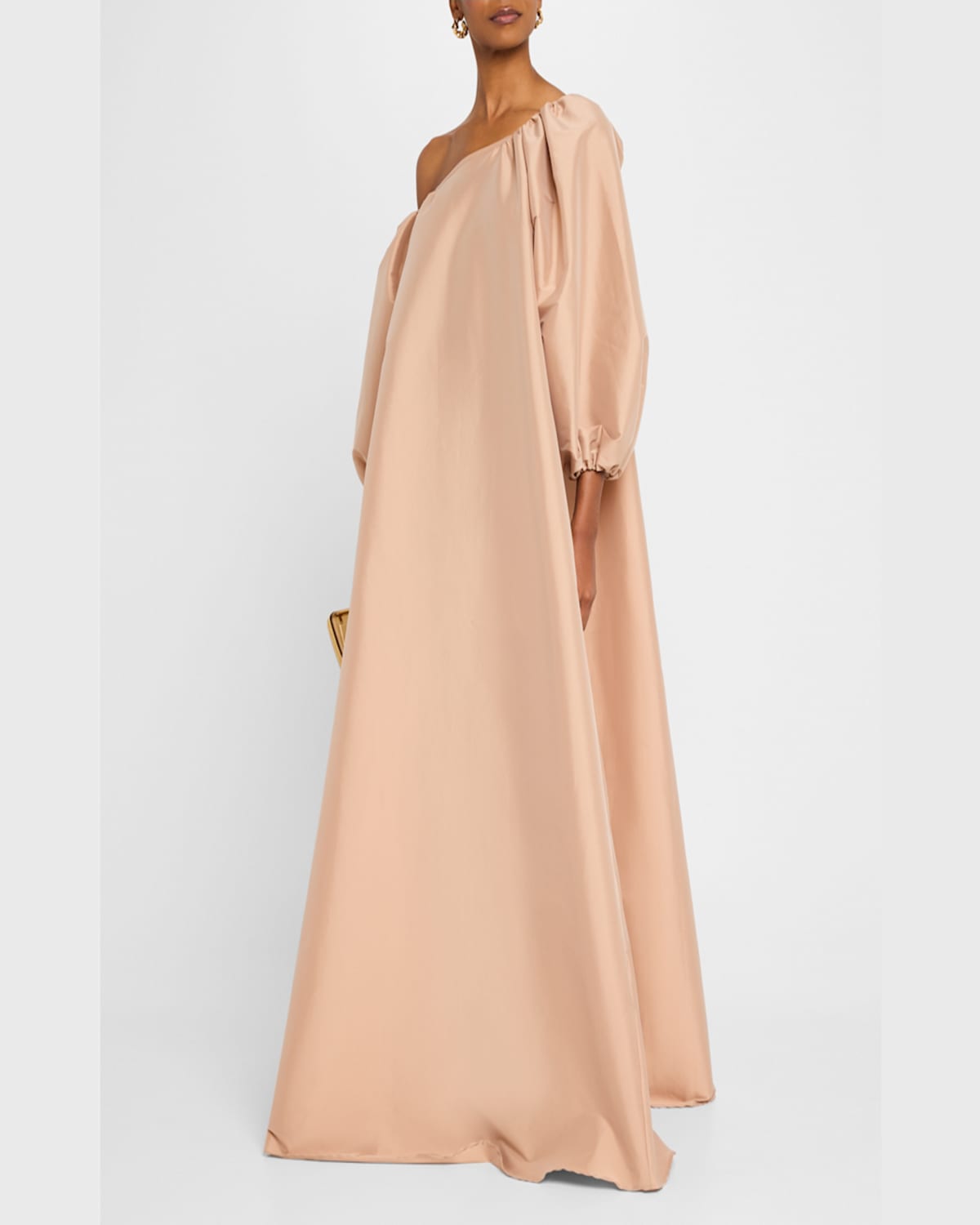 Bernadette Nathalie Off-the-shoulder Taffeta Gown In Nude
