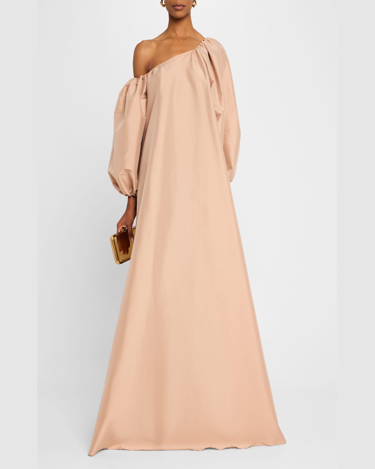 Bernadette Nathalie Off-the-shoulder Taffeta Gown In Nude