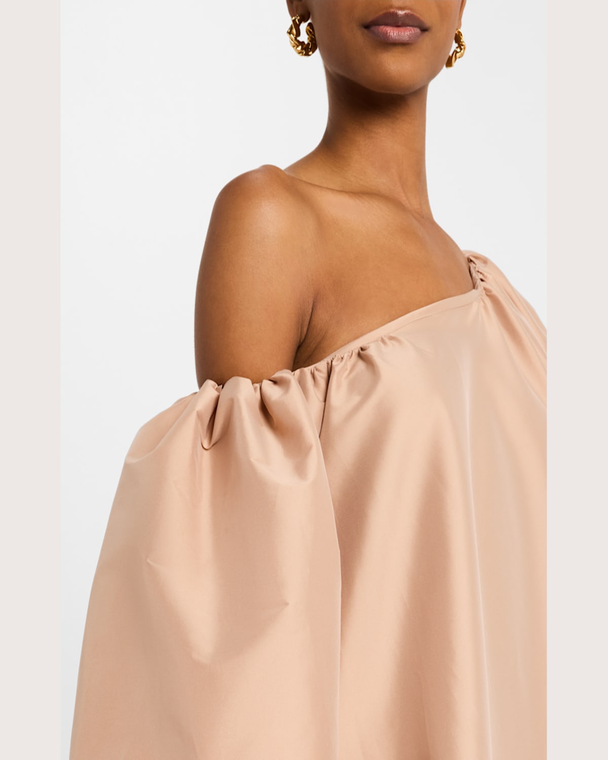 Bernadette Nathalie Off-the-shoulder Taffeta Gown In Nude