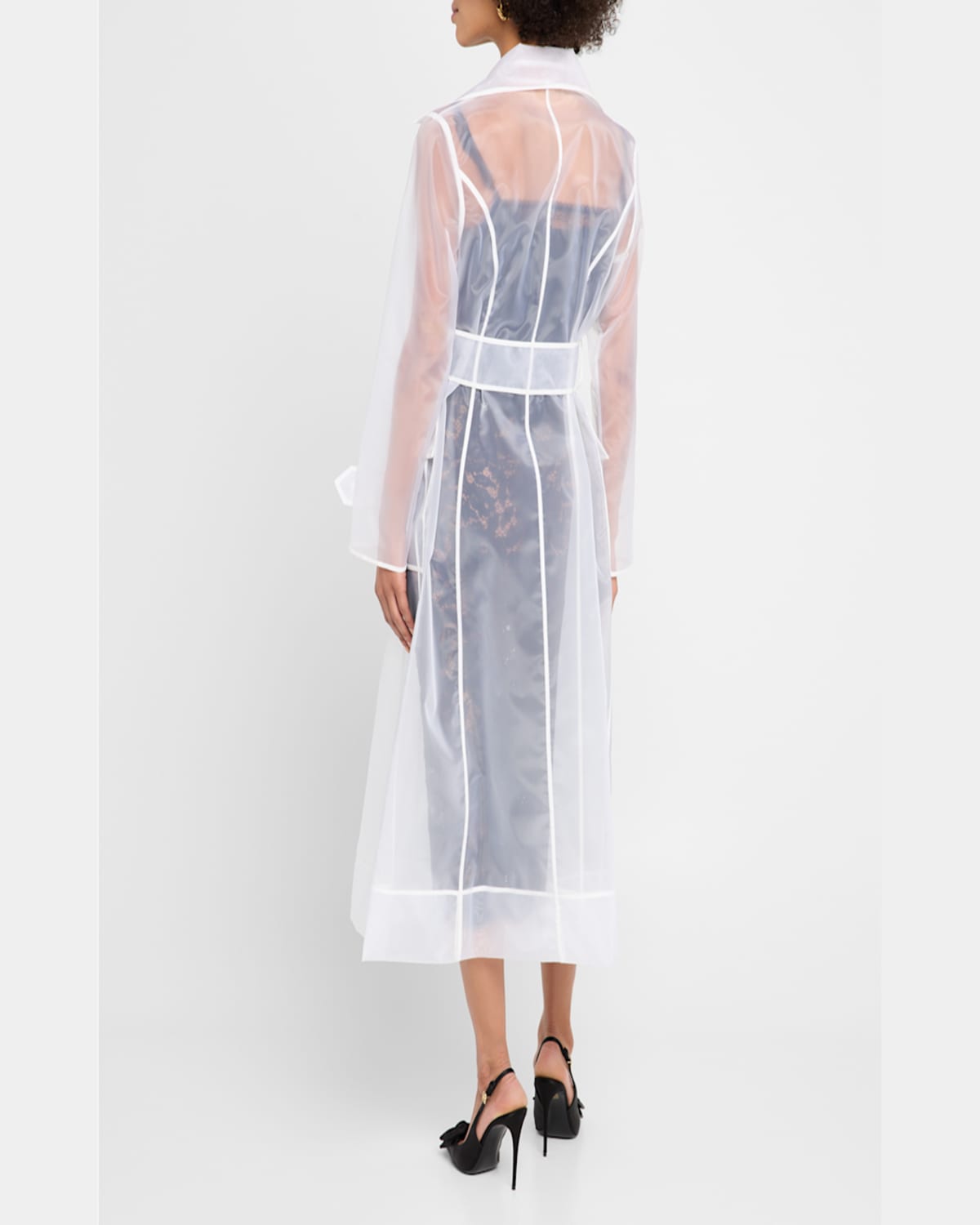 Dolce & Gabbana Belted Nylon Organza Trench Coat In White