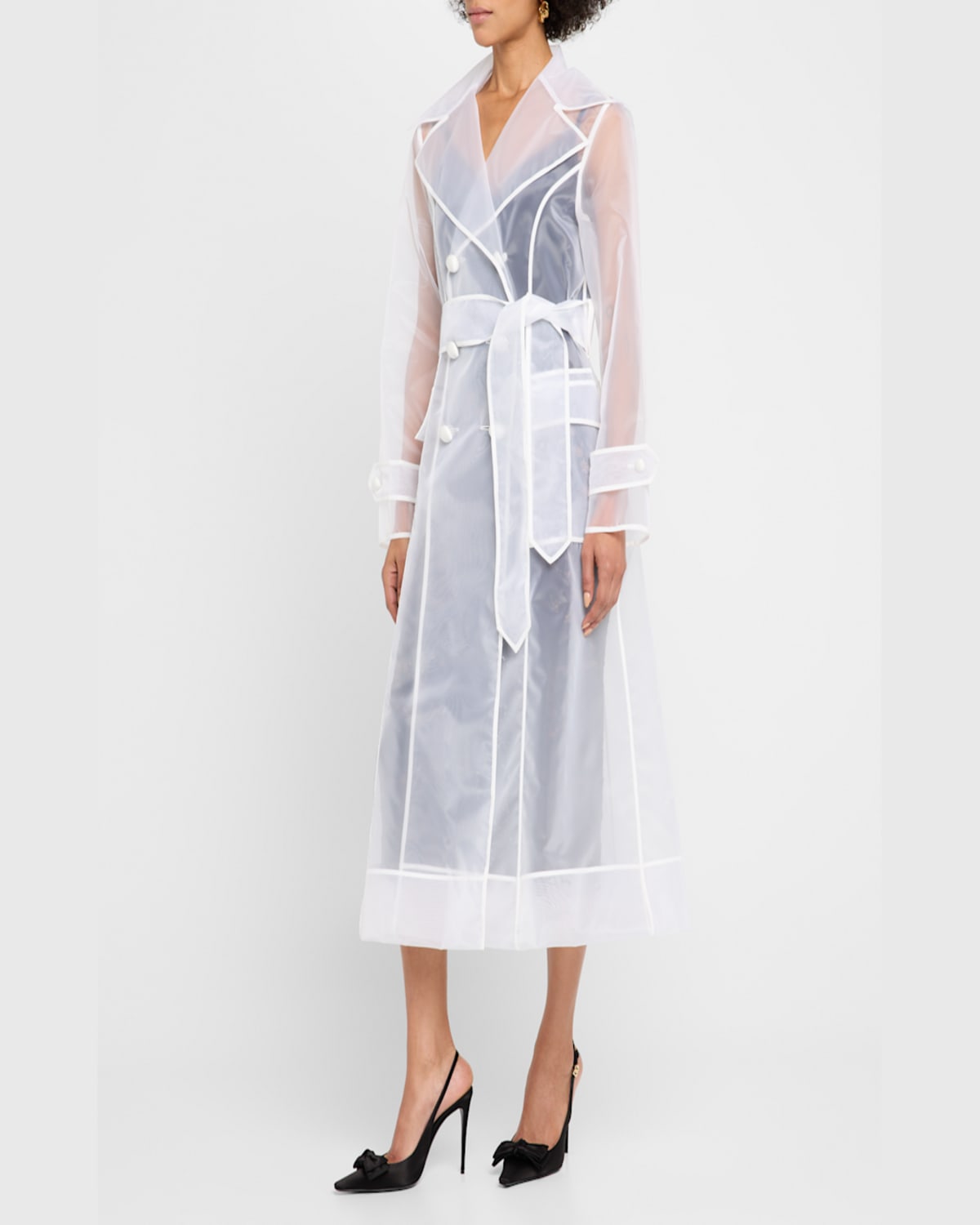 Dolce & Gabbana Belted Nylon Organza Trench Coat In White