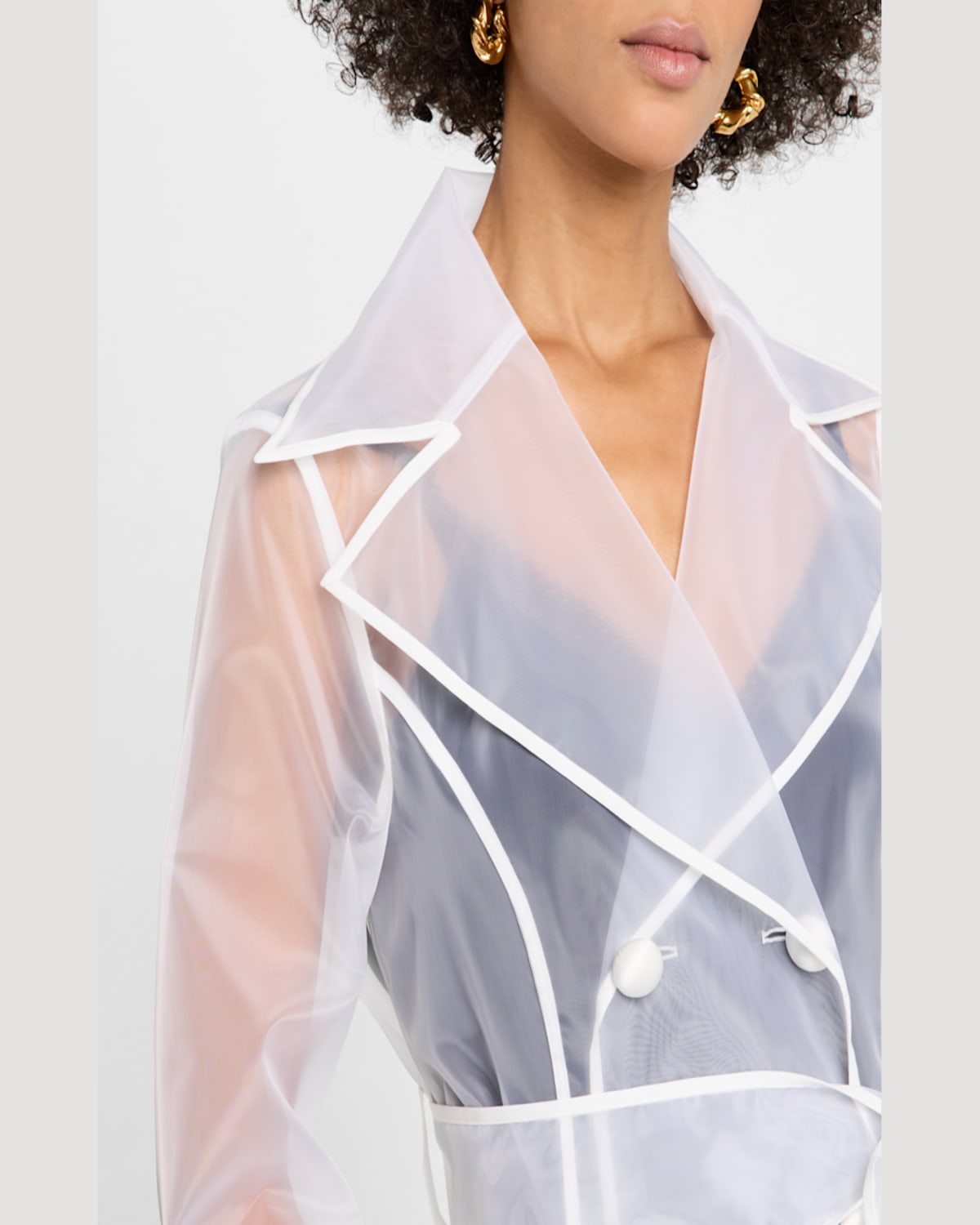Dolce & Gabbana Belted Nylon Organza Trench Coat In White