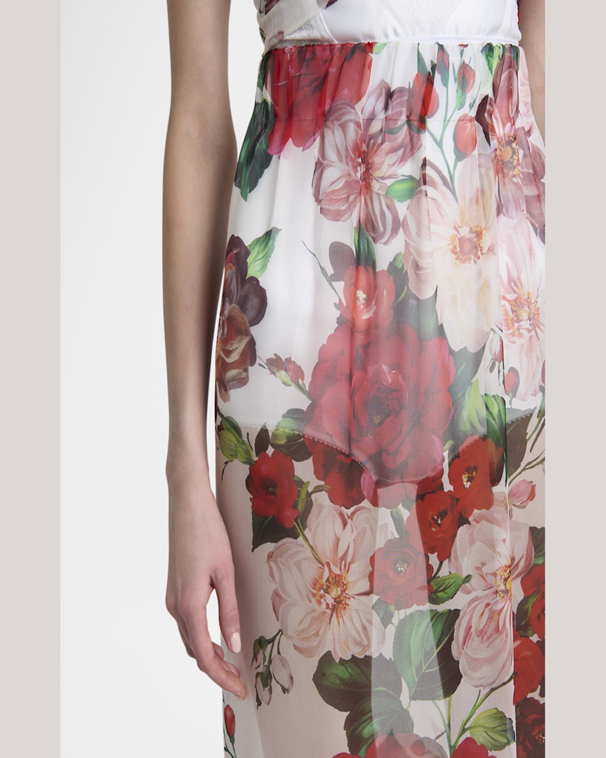 Dolce & Gabbana Multicolor Skirt With All-over Floral Motif In Silk Woman In Pattern