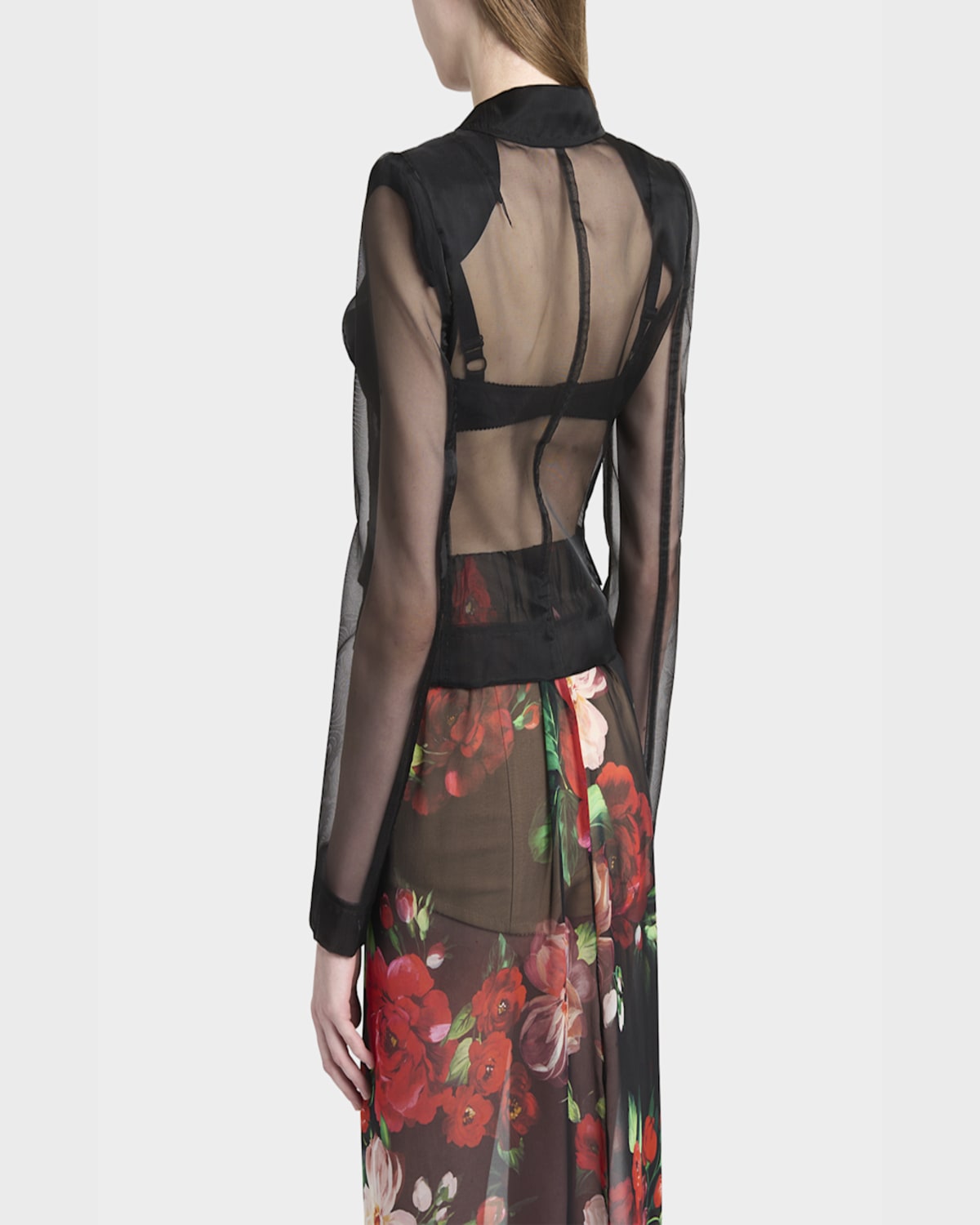 Dolce & Gabbana Vernice Sheer Tulle Crop Jacket In Black
