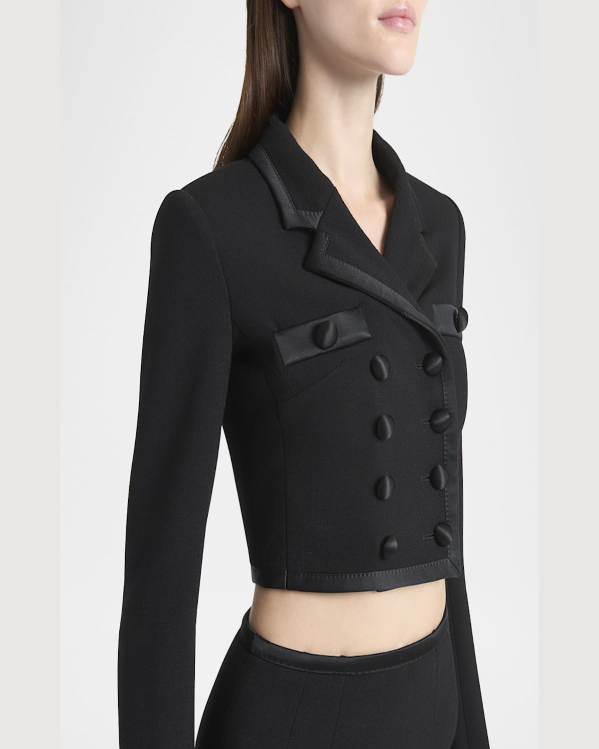 Dolce & Gabbana Cropped Doublebreasted Jacket In Black