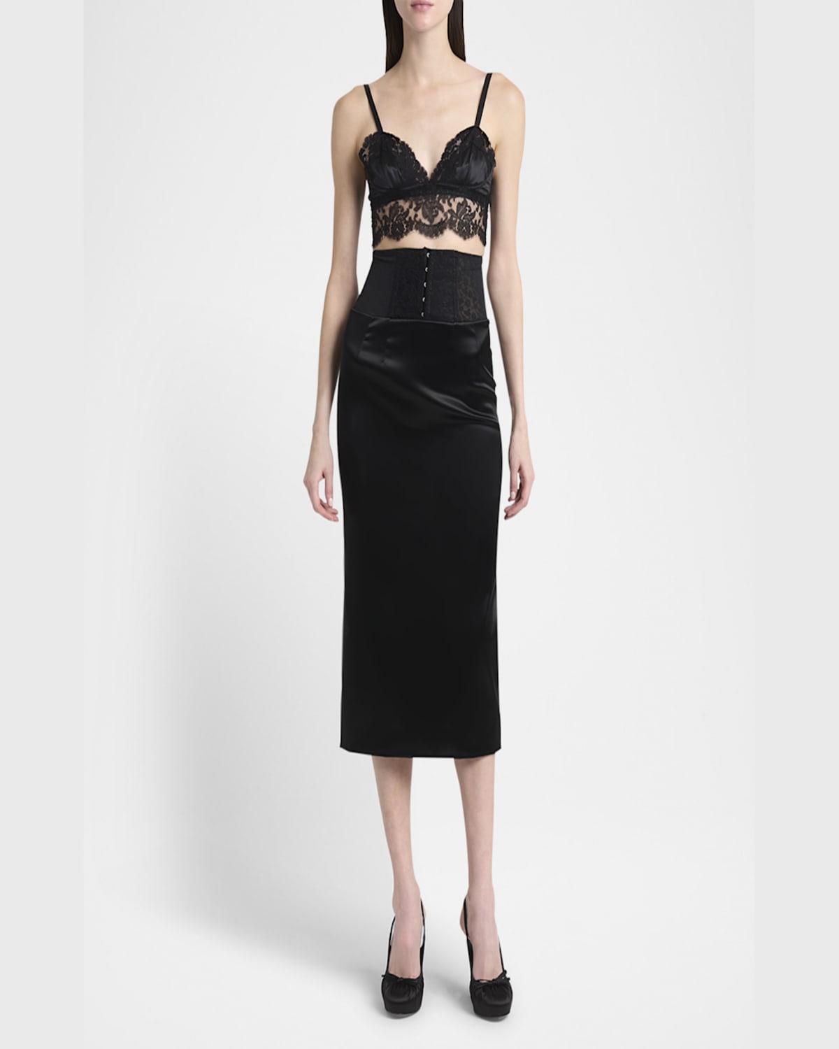 Dolce & Gabbana Skirt With Corset-style Detail In Black