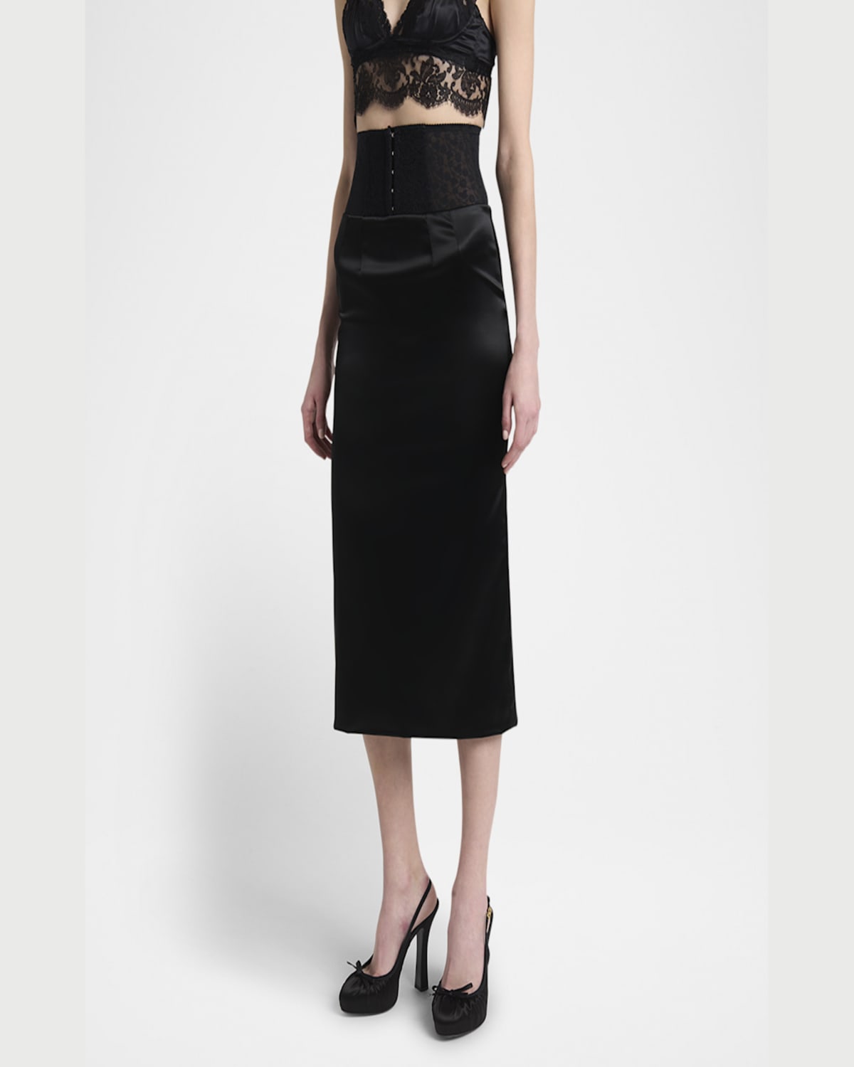 Dolce & Gabbana Skirt With Corset-style Detail In Black