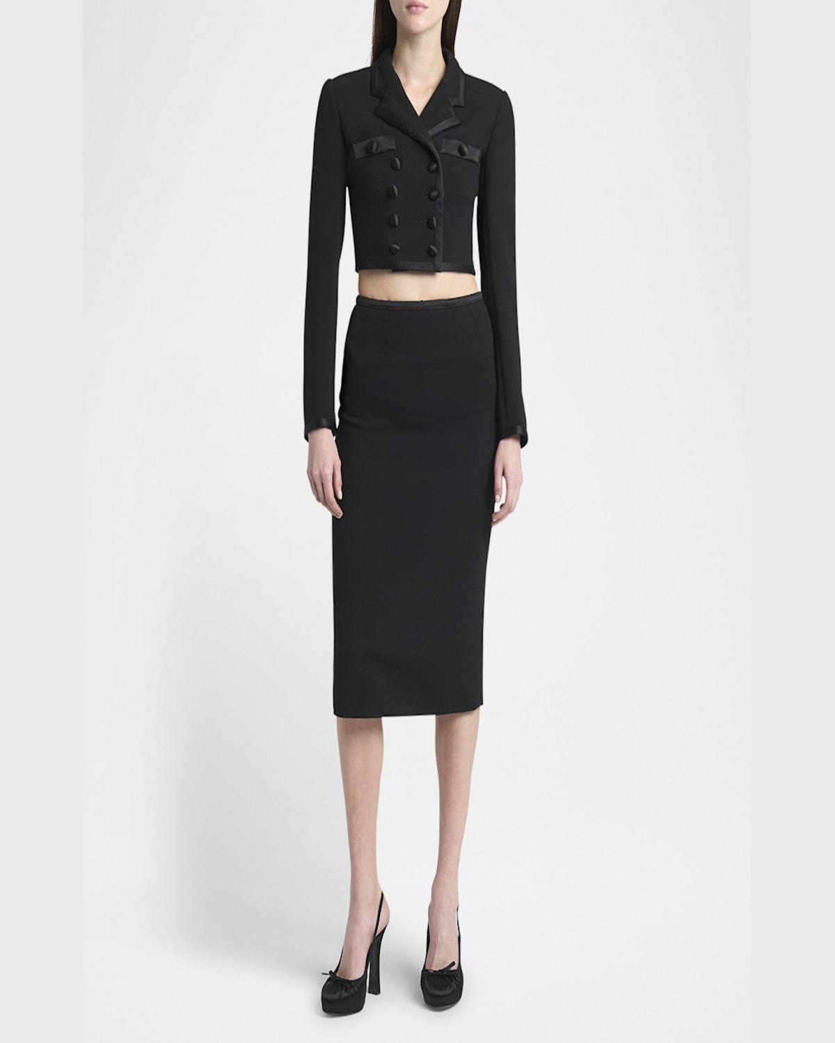 Dolce & Gabbana Stretch Crepe Straight Midi Skirt In Black