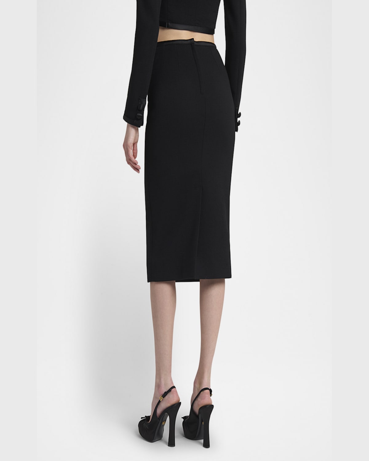 Dolce & Gabbana Stretch Crepe Straight Midi Skirt In Black