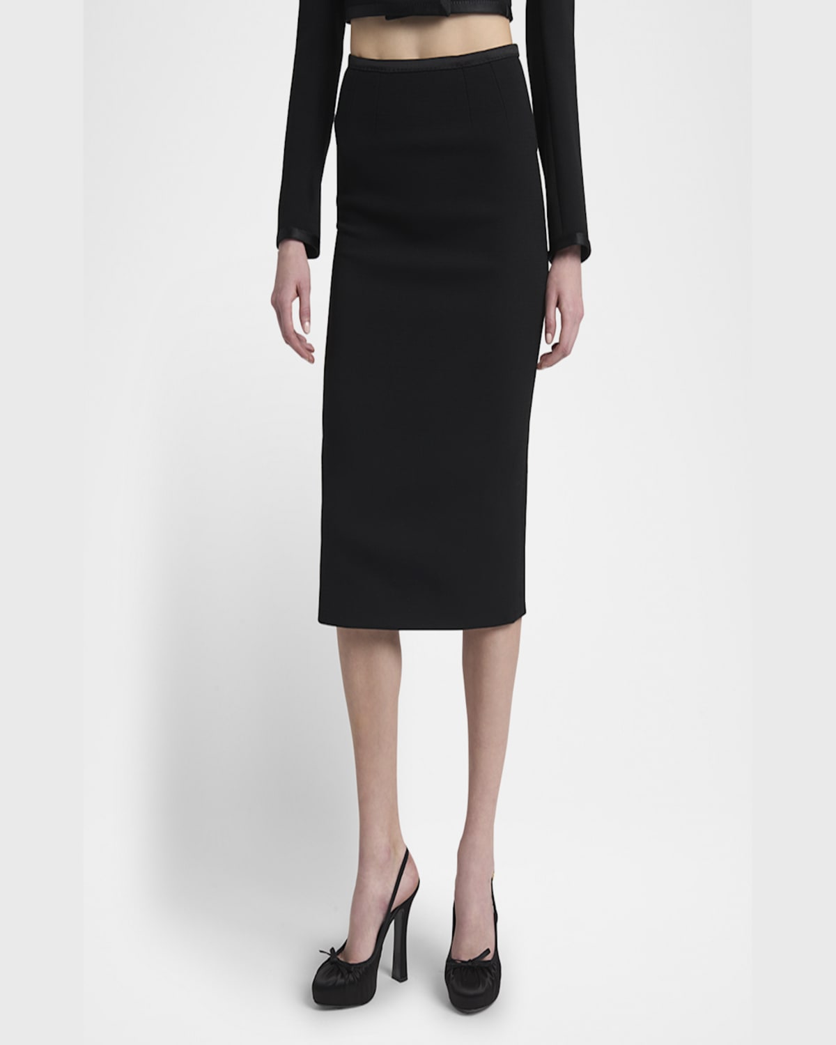 Dolce & Gabbana Stretch Crepe Straight Midi Skirt In Black