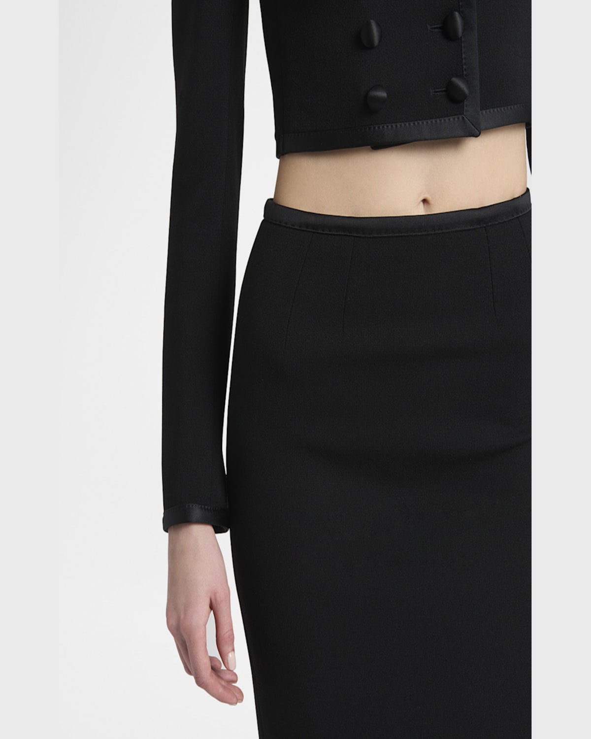 Dolce & Gabbana Stretch Crepe Straight Midi Skirt In Black