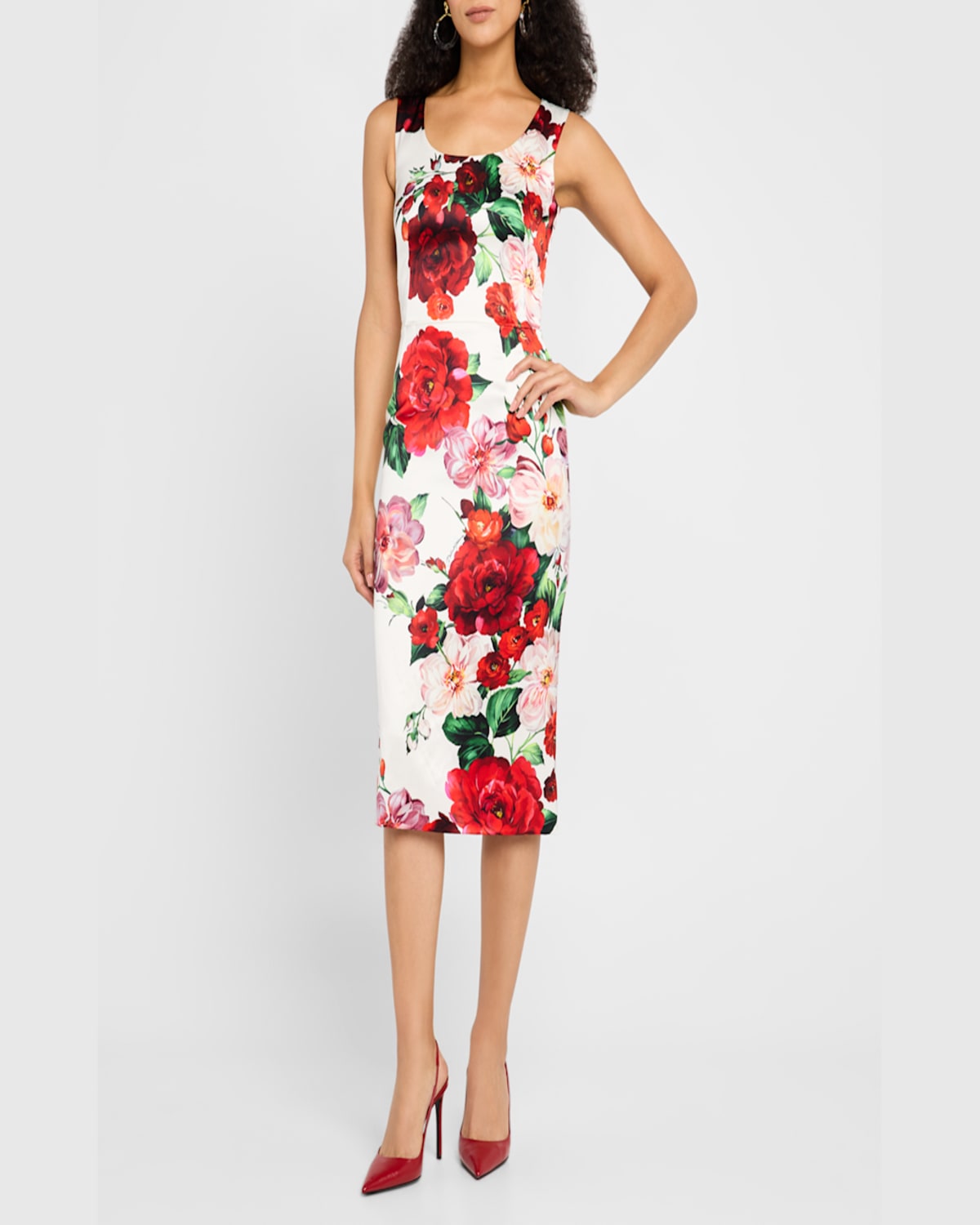 Dolce & Gabbana White Dress With Floral Print In Whtprtflow