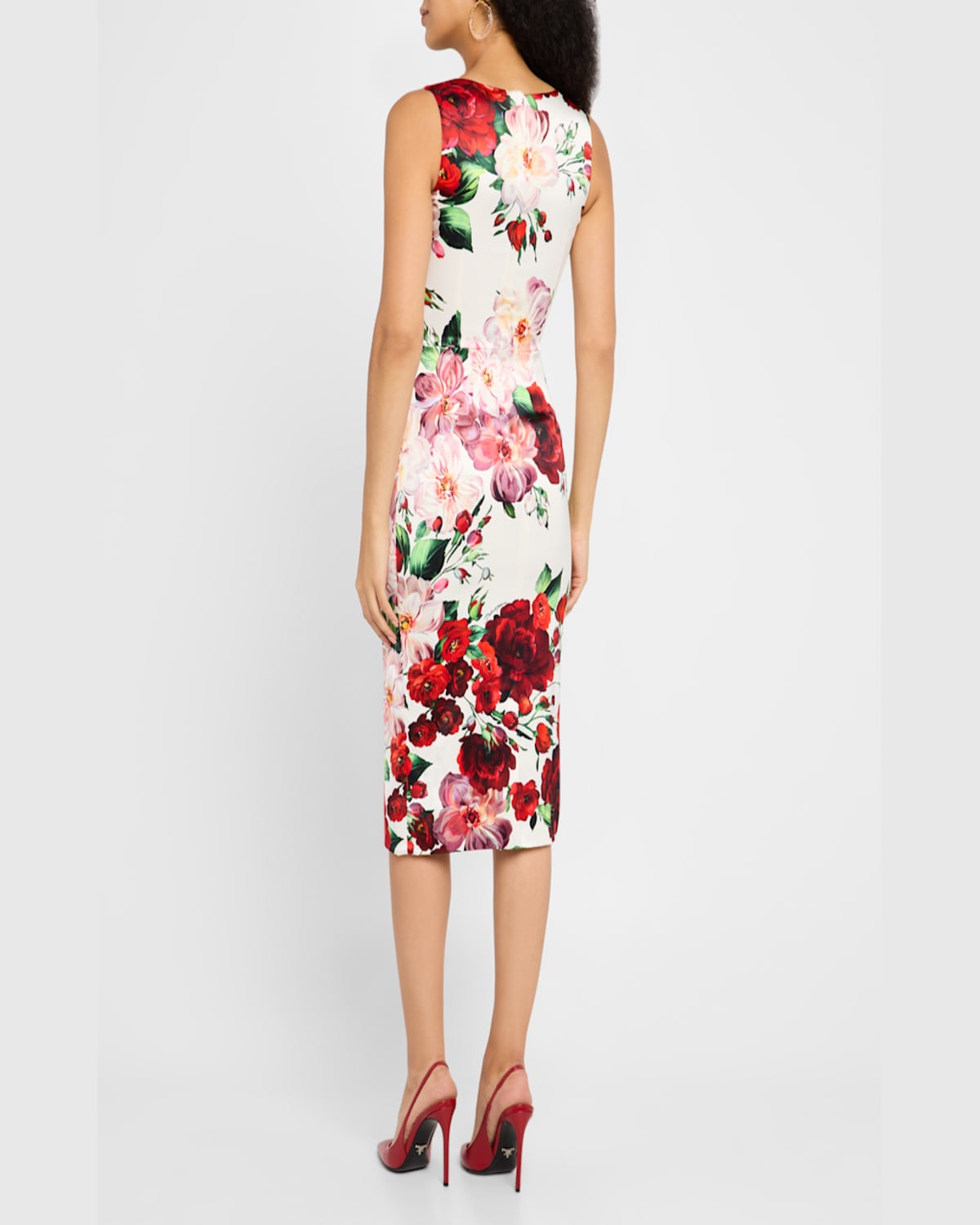 Dolce & Gabbana White Dress With Floral Print In Whtprtflow