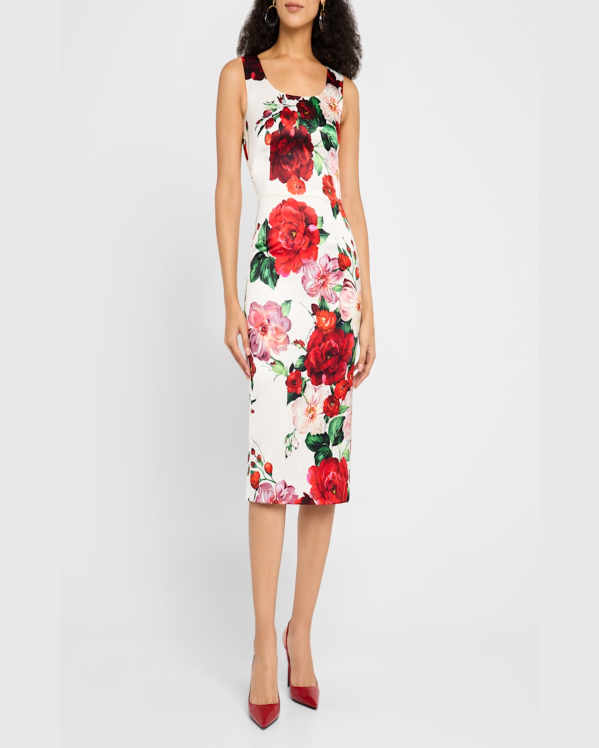 Dolce & Gabbana White Dress With Floral Print In Whtprtflow