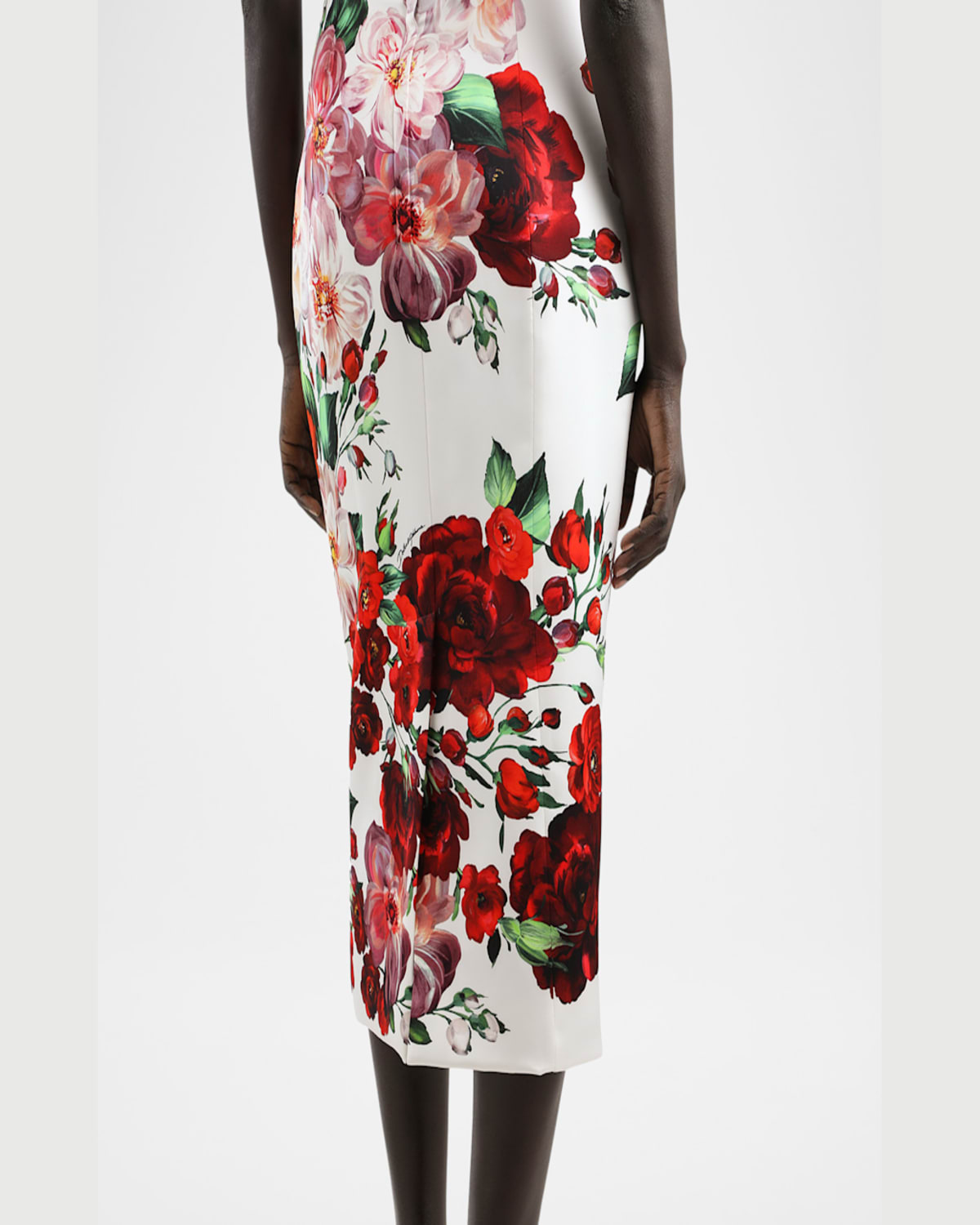 Dolce & Gabbana Bustier Midi Dress With Floral Print In Whtprtflow