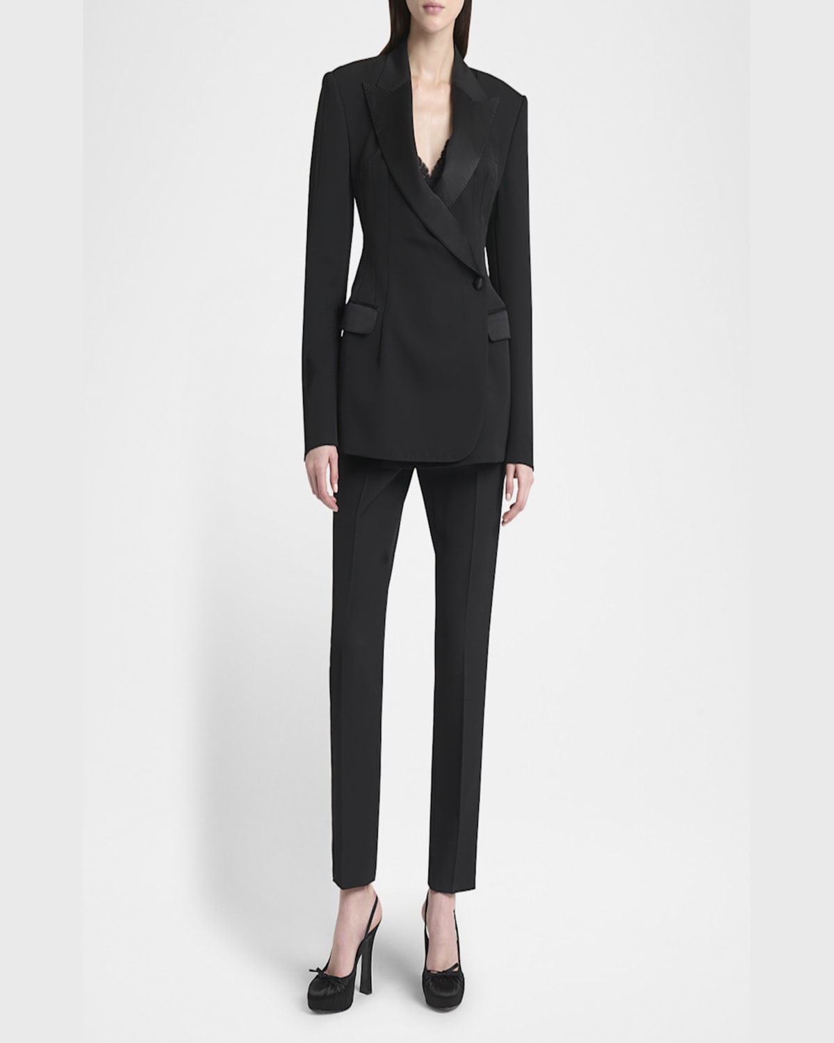 Dolce & Gabbana Black Pants With High Waist And Belt Loops In Wool Woman In Black