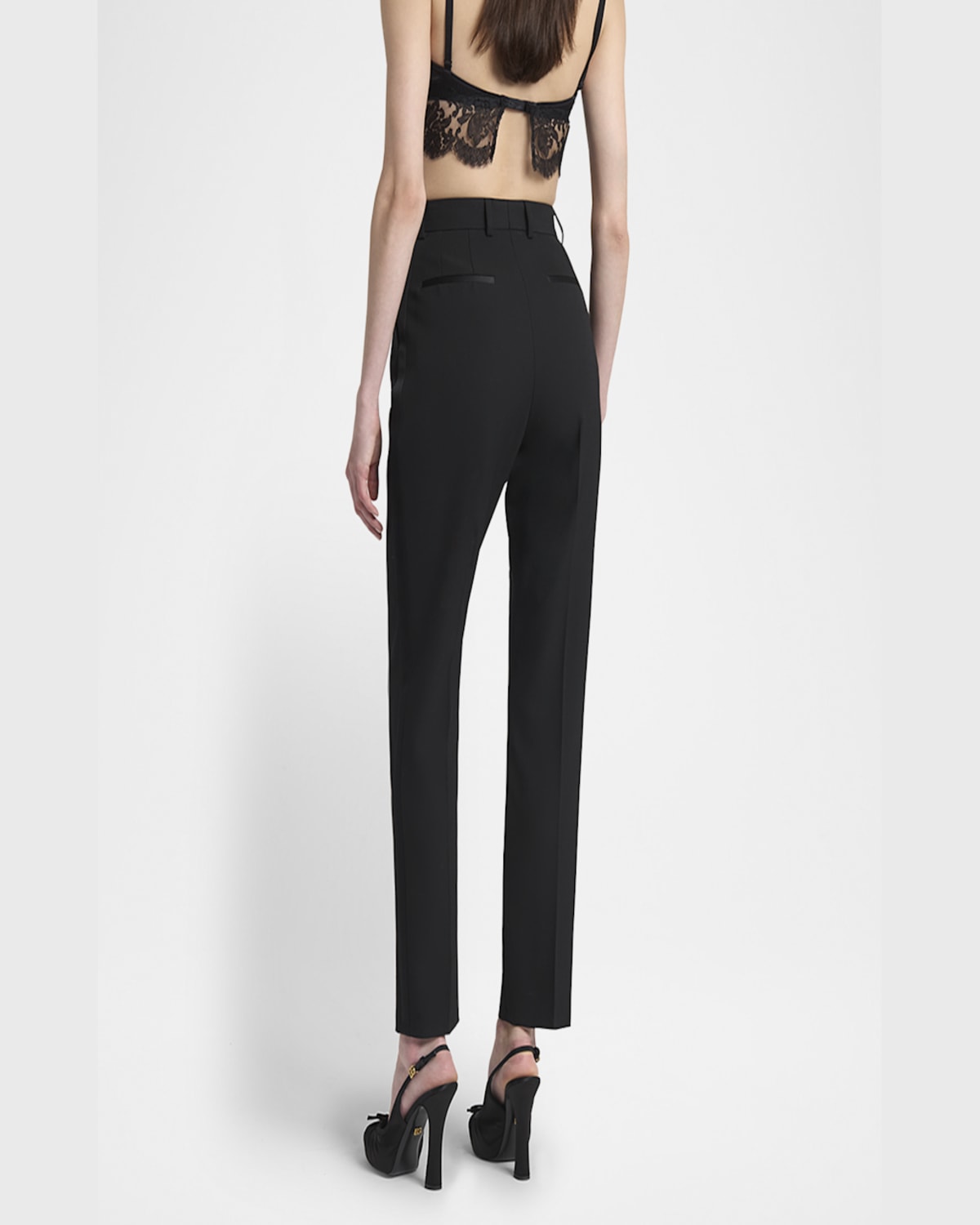 Dolce & Gabbana Black Pants With High Waist And Belt Loops In Wool Woman In Black