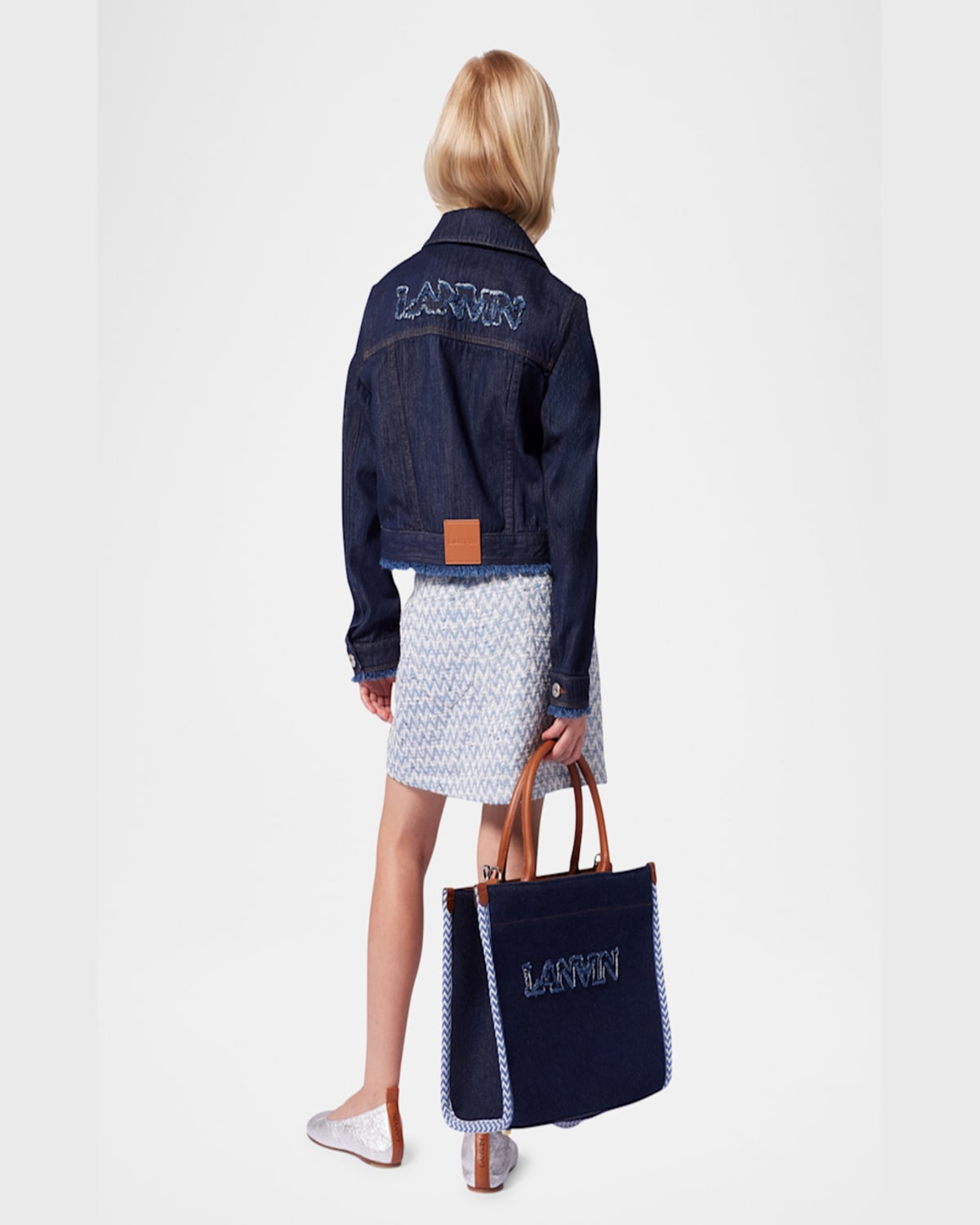 Lanvin Kid's Leather And Denim Handbag In Rinse Wash