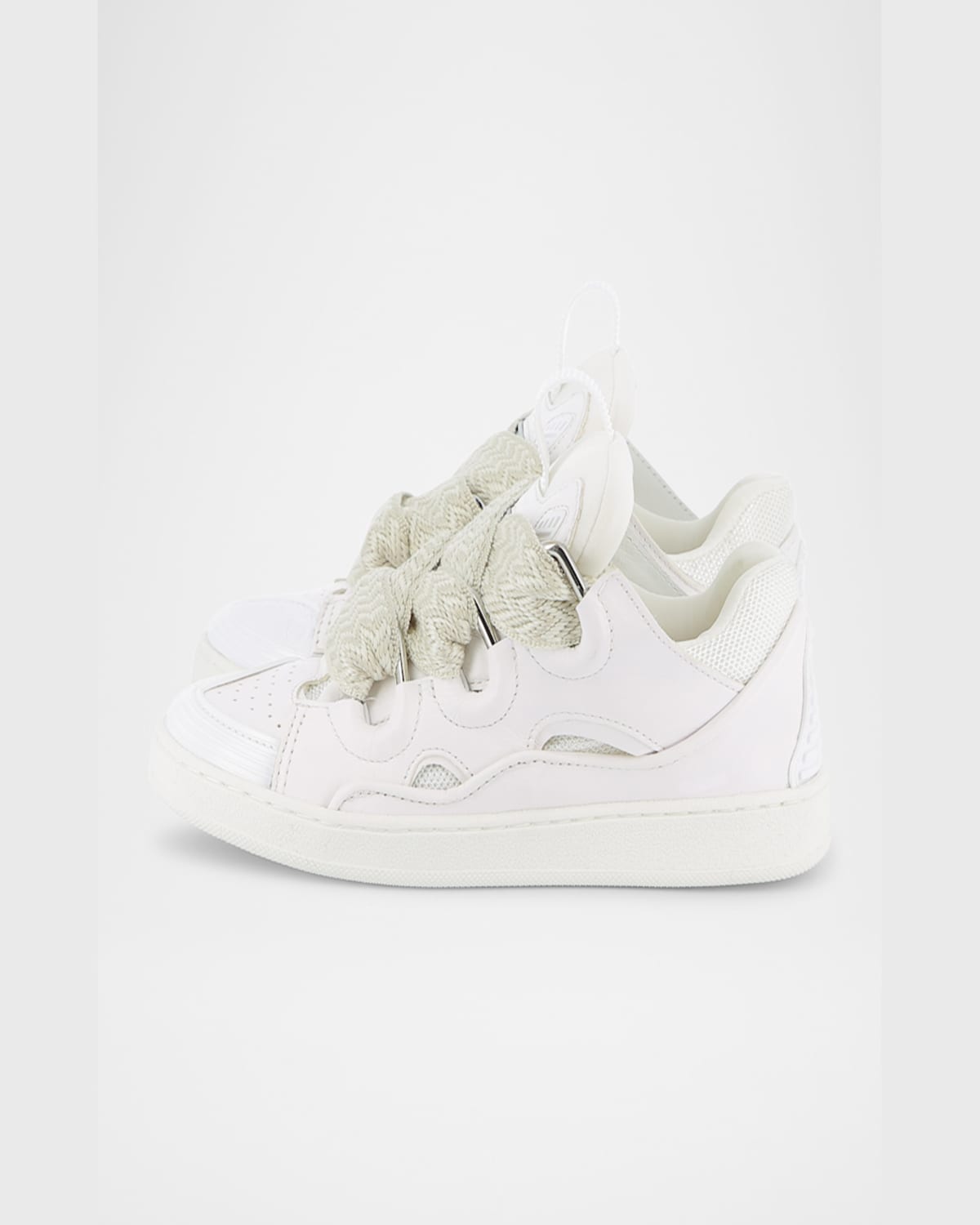 Lanvin Kids Leather Curb Trainers In White