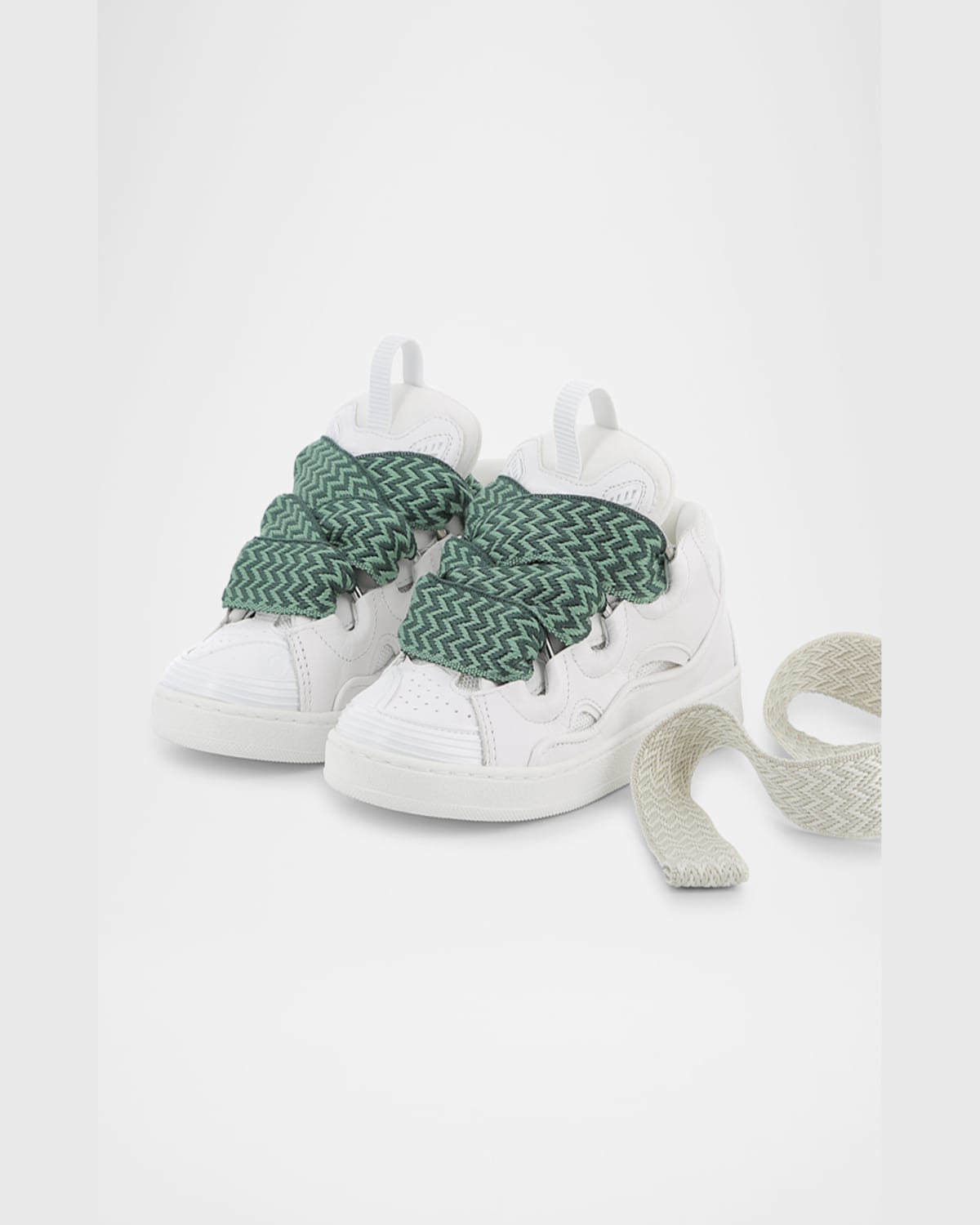 Lanvin Kids Leather Curb Trainers In White