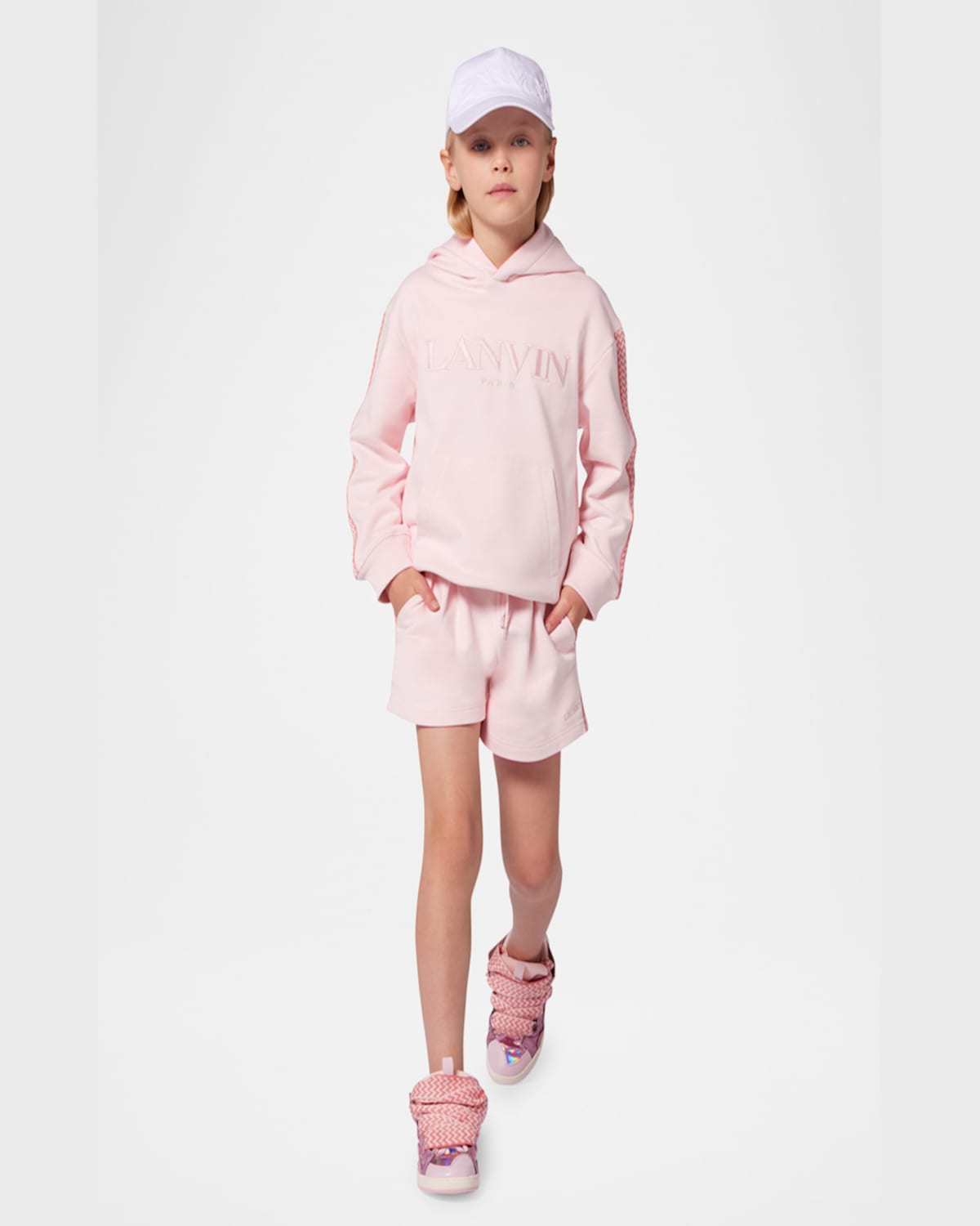 Lanvin Kids Pink Lace-up Sneakers In Pink  Pale  Pink  Dark